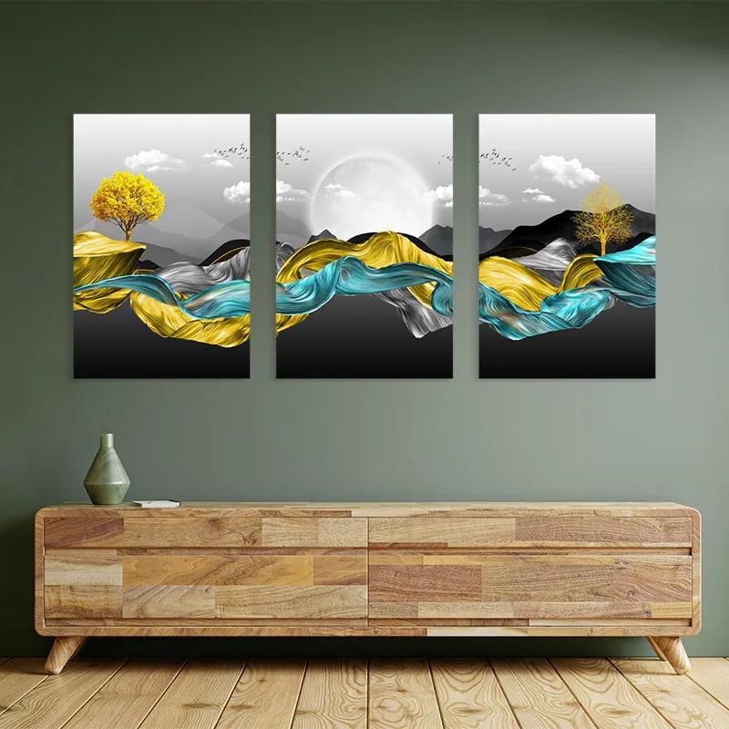 Obraz Multicanvas Gold Mountain Waves mockup 2