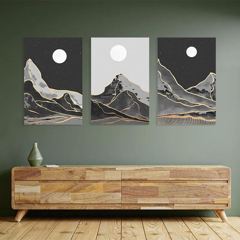 Obraz Multicanvas Grey Moon Mountain mockup 2
