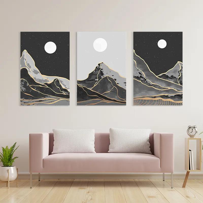 Obraz Multicanvas Grey Moon Mountain mockup 3