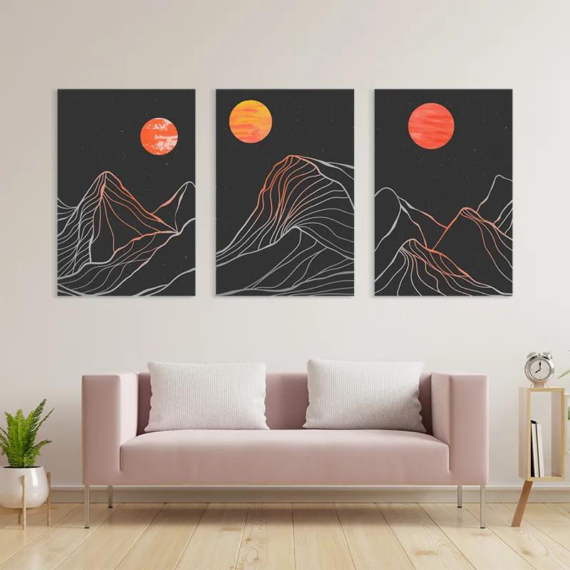 Obraz Multicanvas Orange Moon Line mockup 3