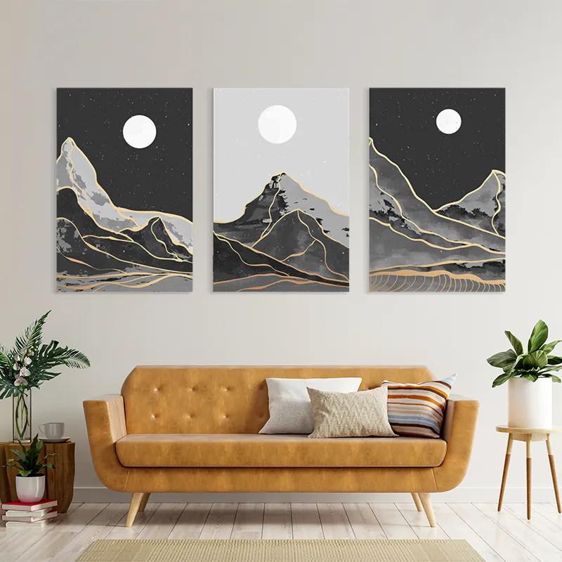 Obraz Multicanvas Grey Moon Mountain mockup 4