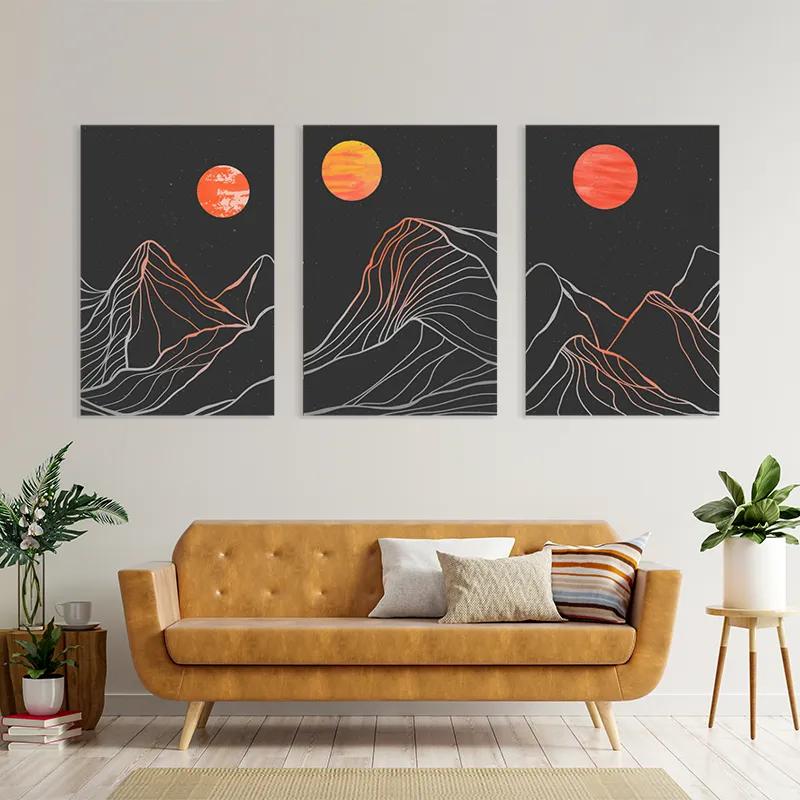 Obraz Multicanvas Orange Moon Line mockup 4