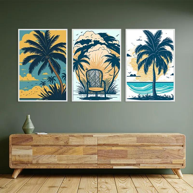 Obraz Multicanvas Palm Tree Set mockup 2