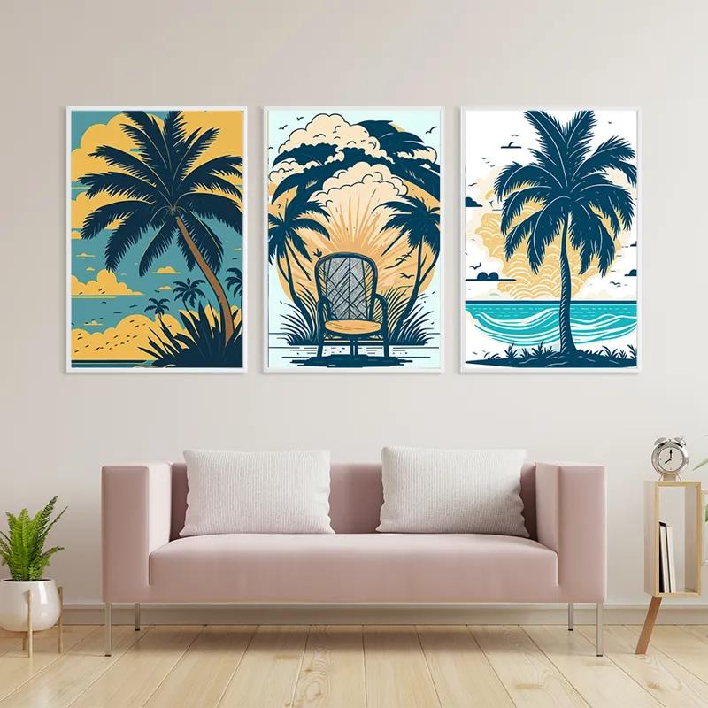Obraz Multicanvas Palm Tree Set mockup 3