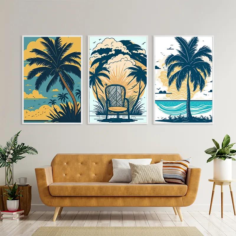 Obraz Multicanvas Palm Tree Set mockup 4