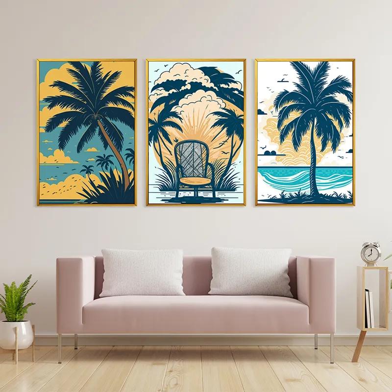 Obraz Multicanvas Palm Tree Set mockup 3