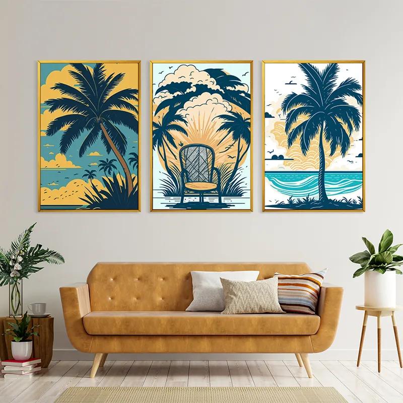 Obraz Multicanvas Palm Tree Set mockup 4