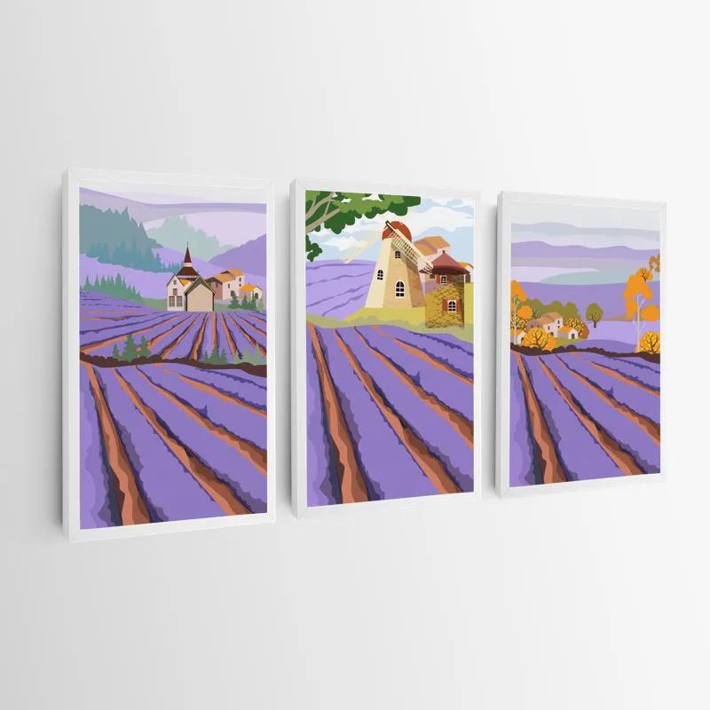 Obraz Multicanvas Purple Rural Field mockup 0