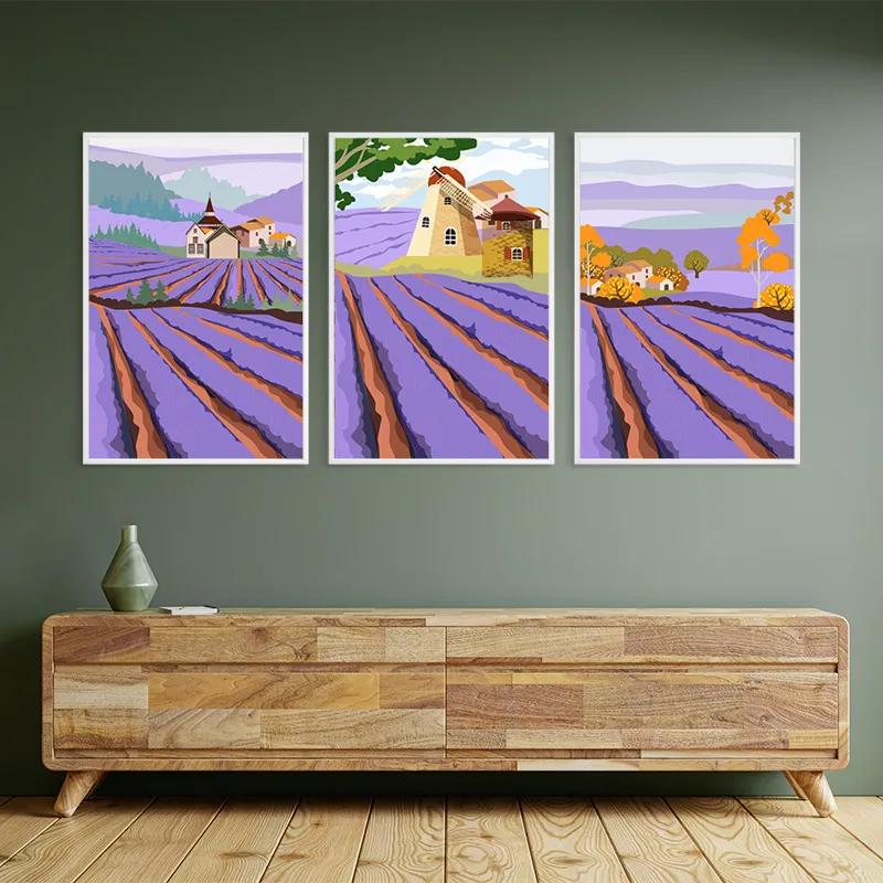 Obraz Multicanvas Purple Rural Field mockup 2