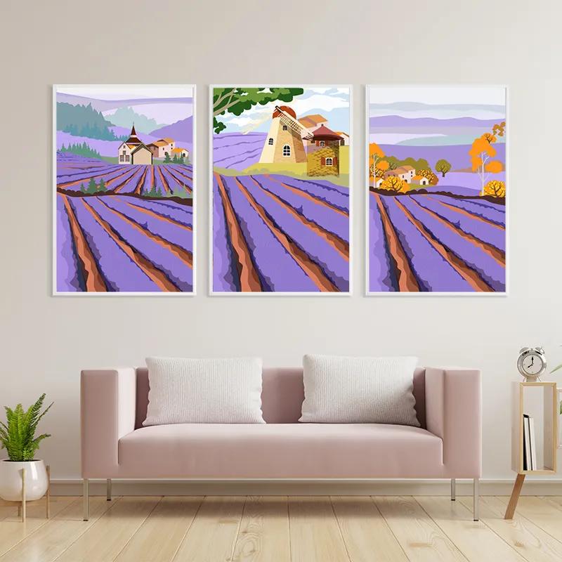 Obraz Multicanvas Purple Rural Field mockup 3