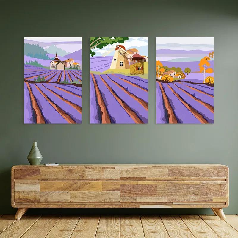 Obraz Multicanvas Purple Rural Field mockup 2