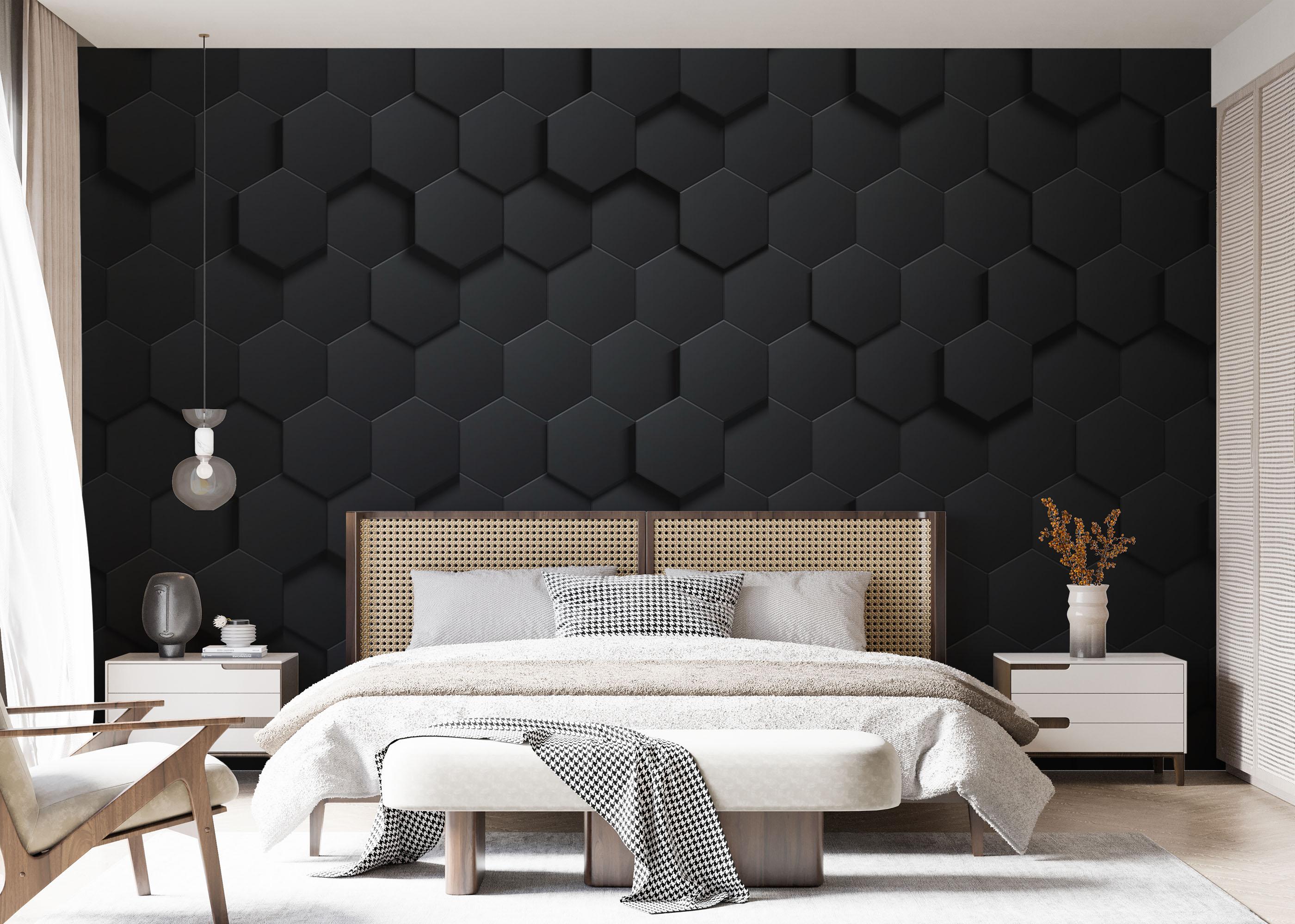 Fototapeta Hexagon 3d Black Art mockup 7