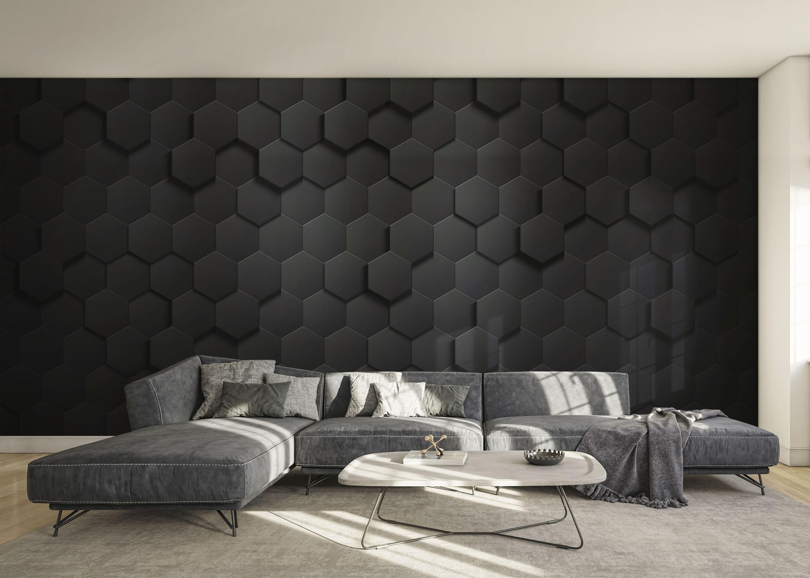 Fototapeta Hexagon 3d Black Art mockup 0