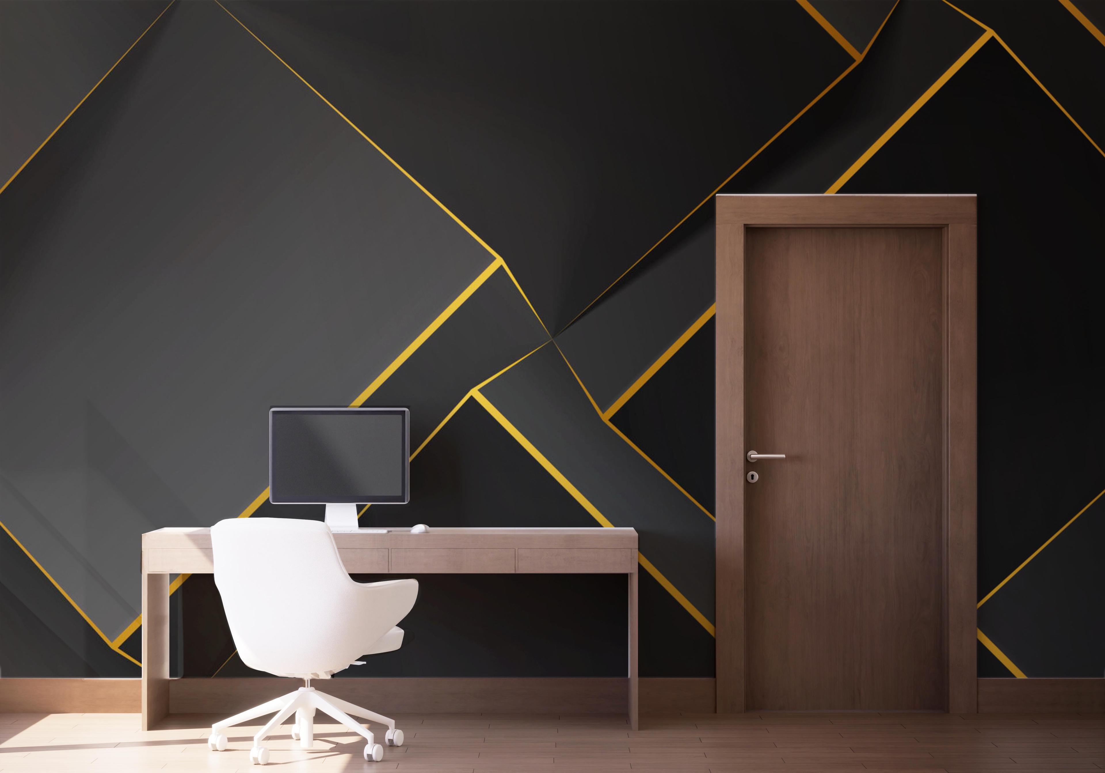 Fototapeta Volumetric Yellow Cubes mockup 1