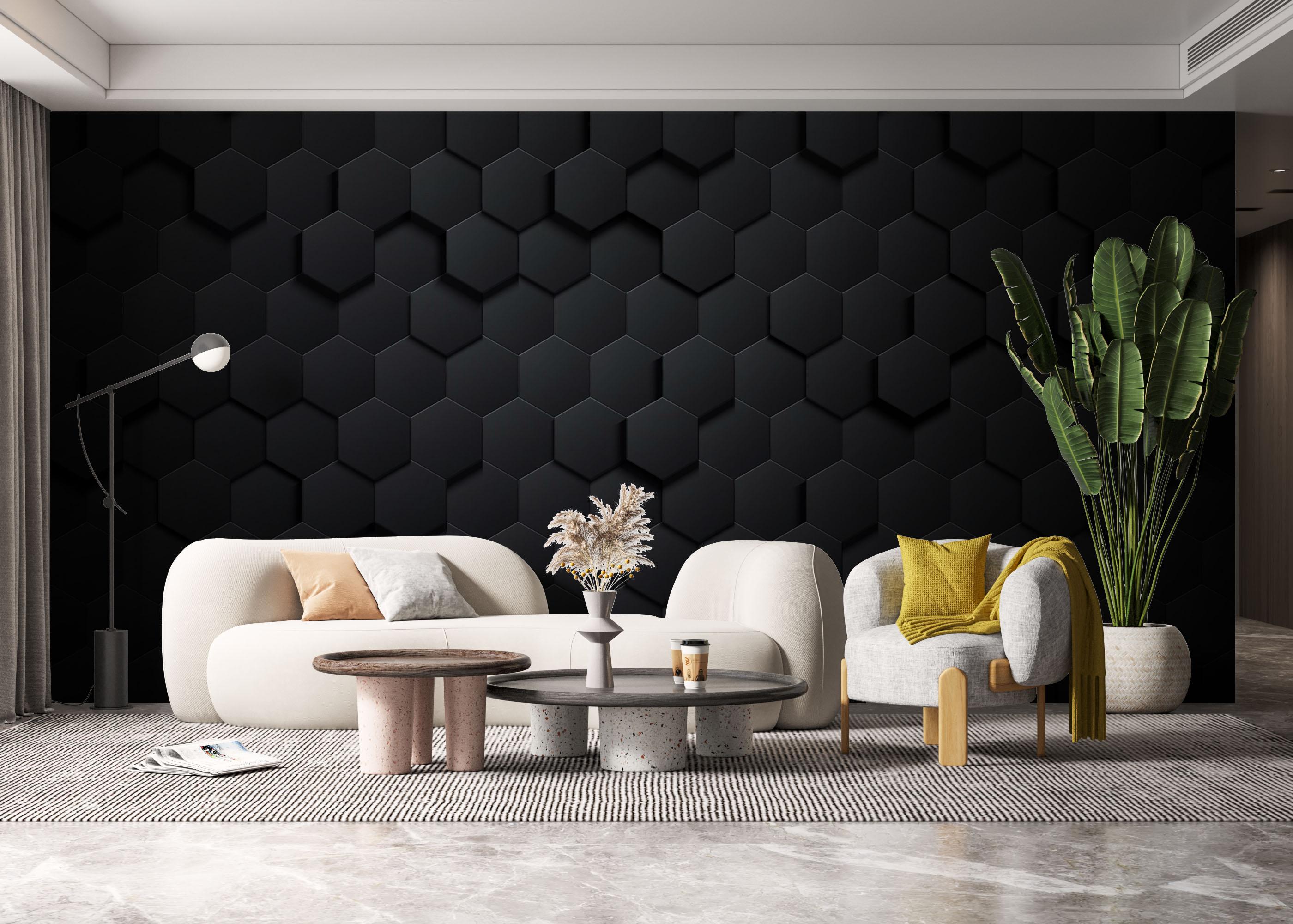 Fototapeta Hexagon 3d Black Art mockup 6