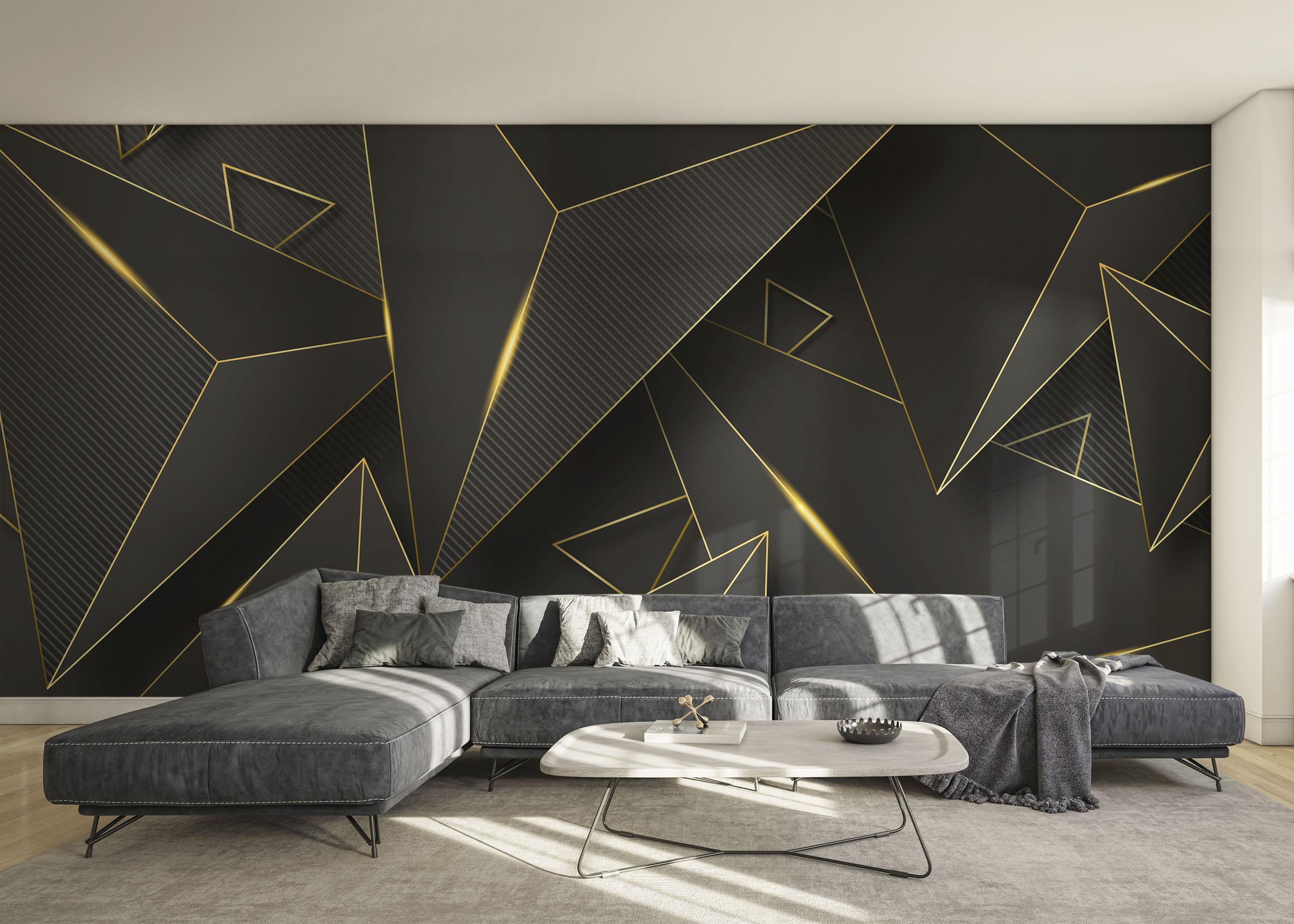 Fototapeta Grey Gold Triangle mockup 0