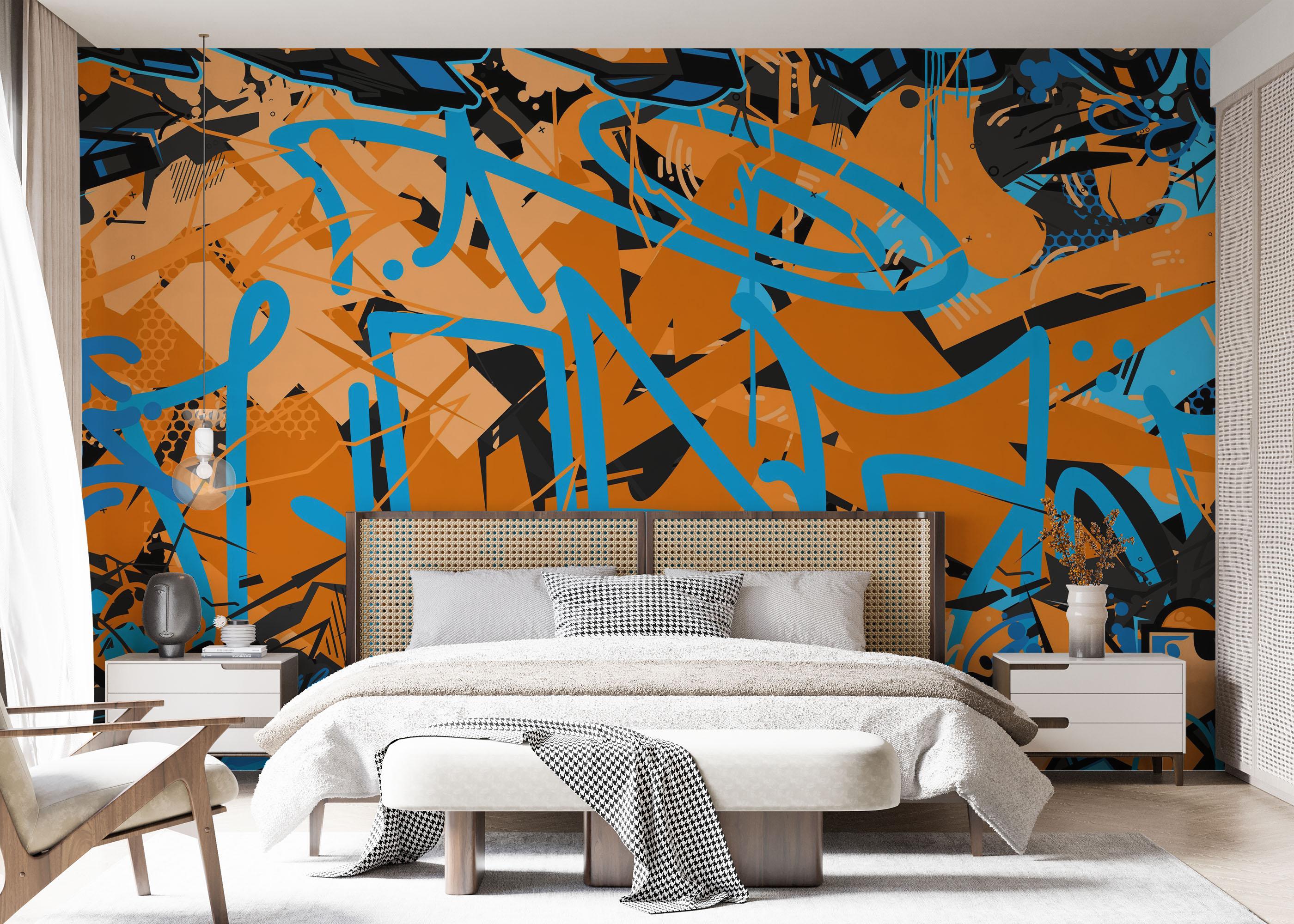 Fototapeta Blue Tag Graffiti mockup 7