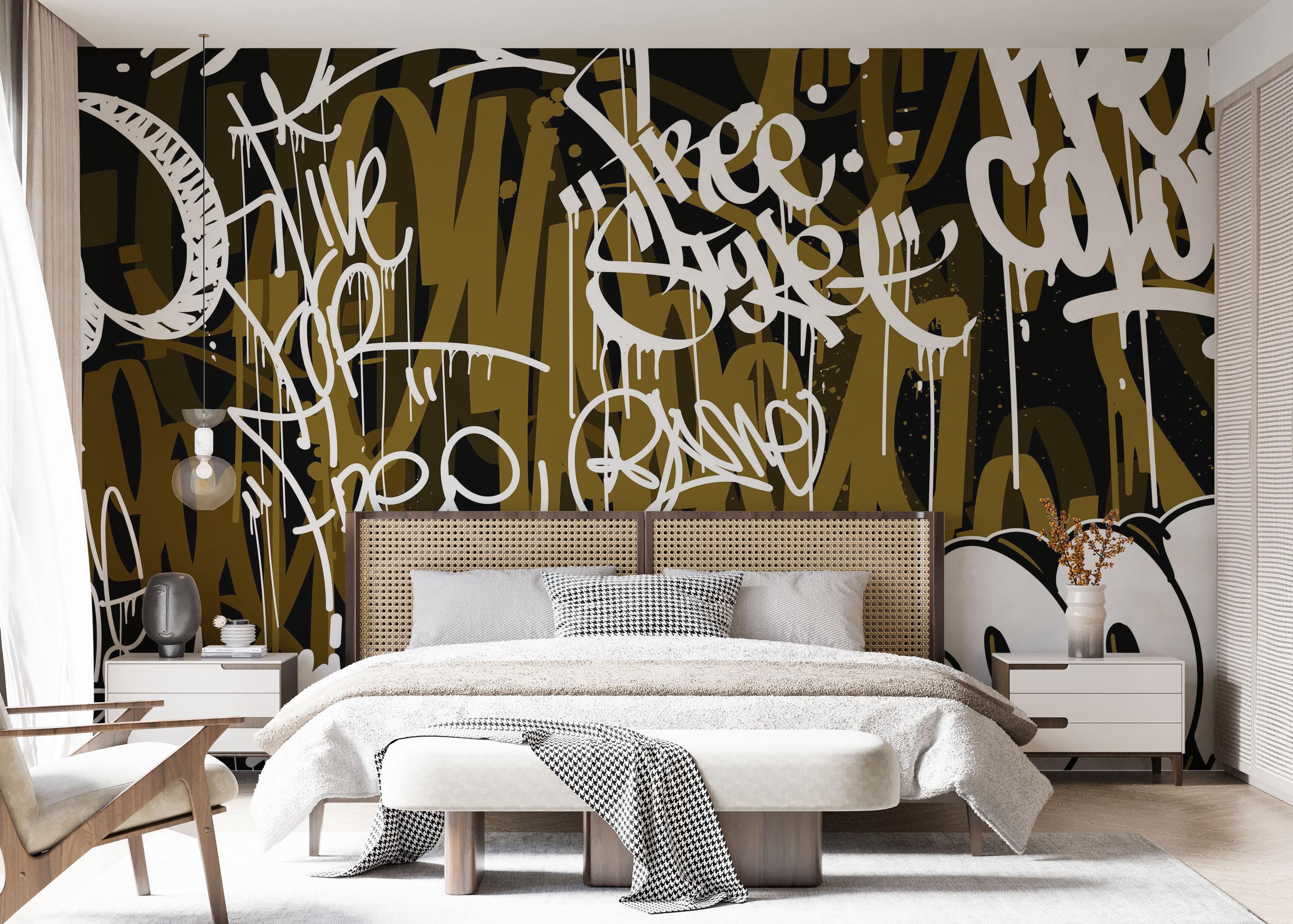 Fototapeta Brown White Graffiti mockup 7