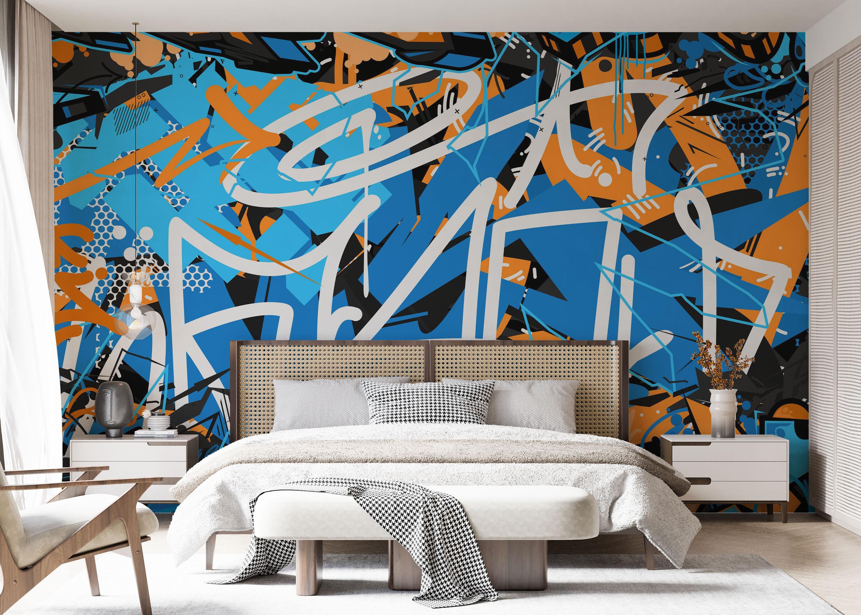 Fototapeta Graffiti Blue Orange mockup 7