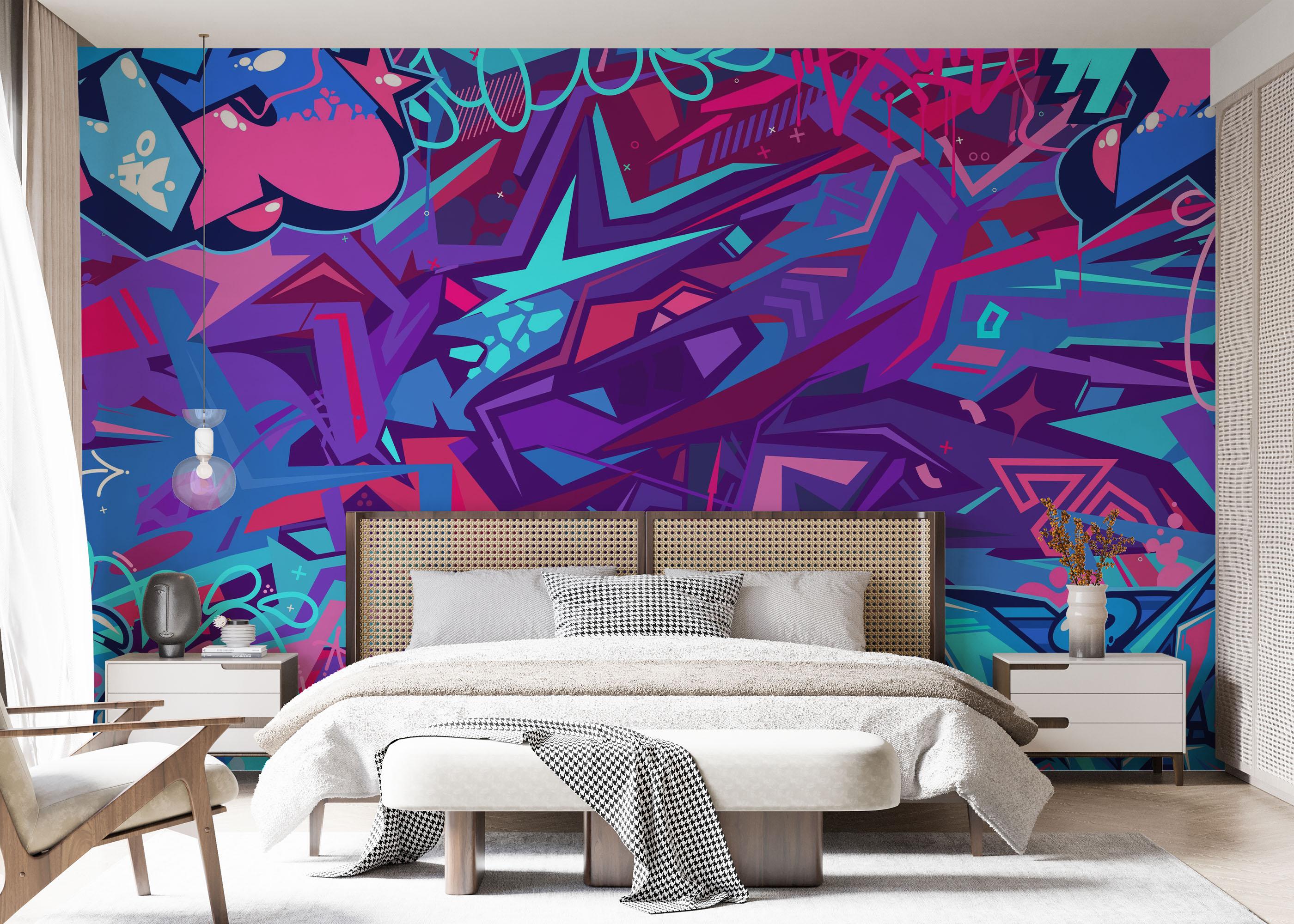 Fototapeta Graffiti Blue Purple mockup 7