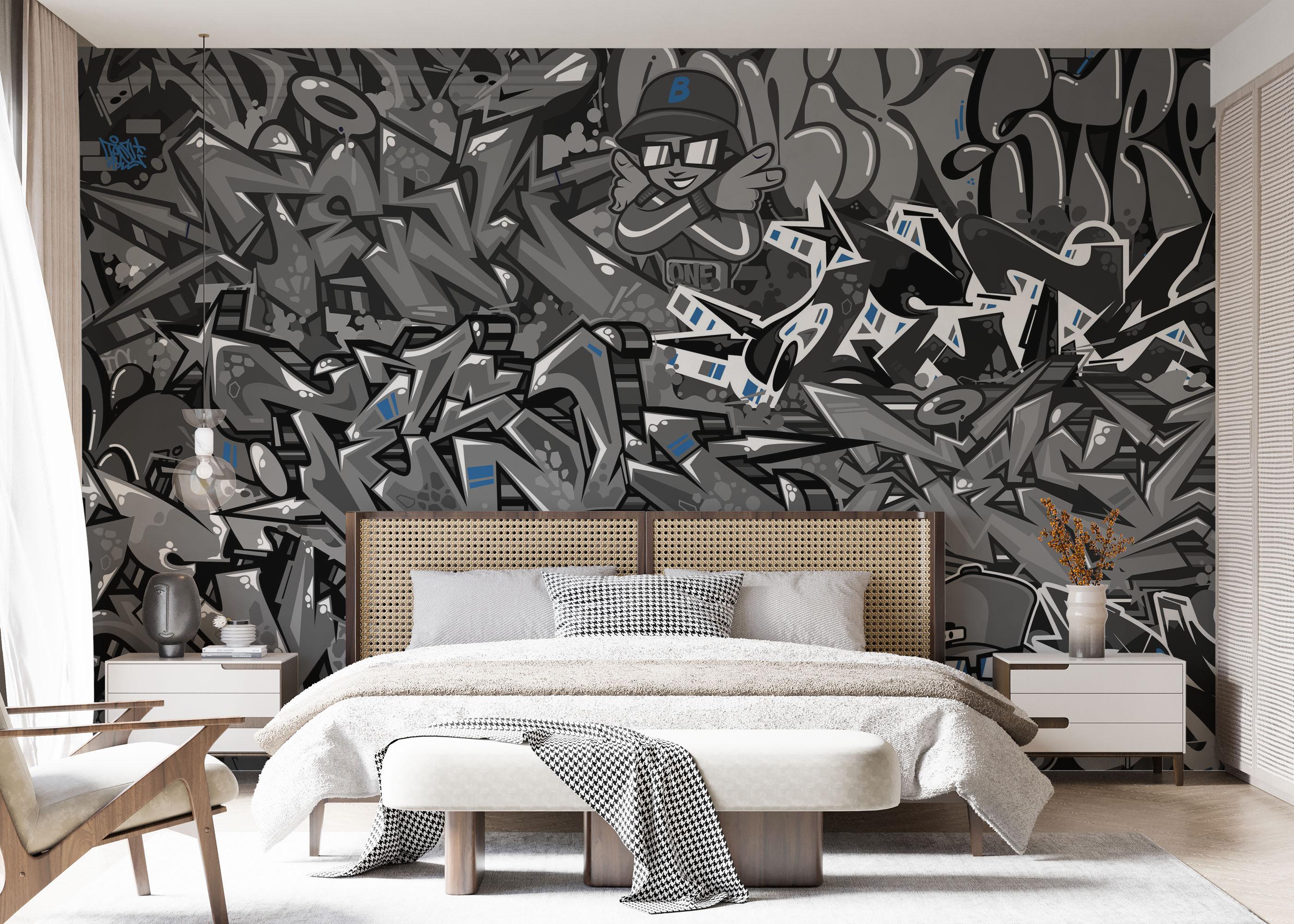 Fototapeta Graffiti Grey Blue mockup 7