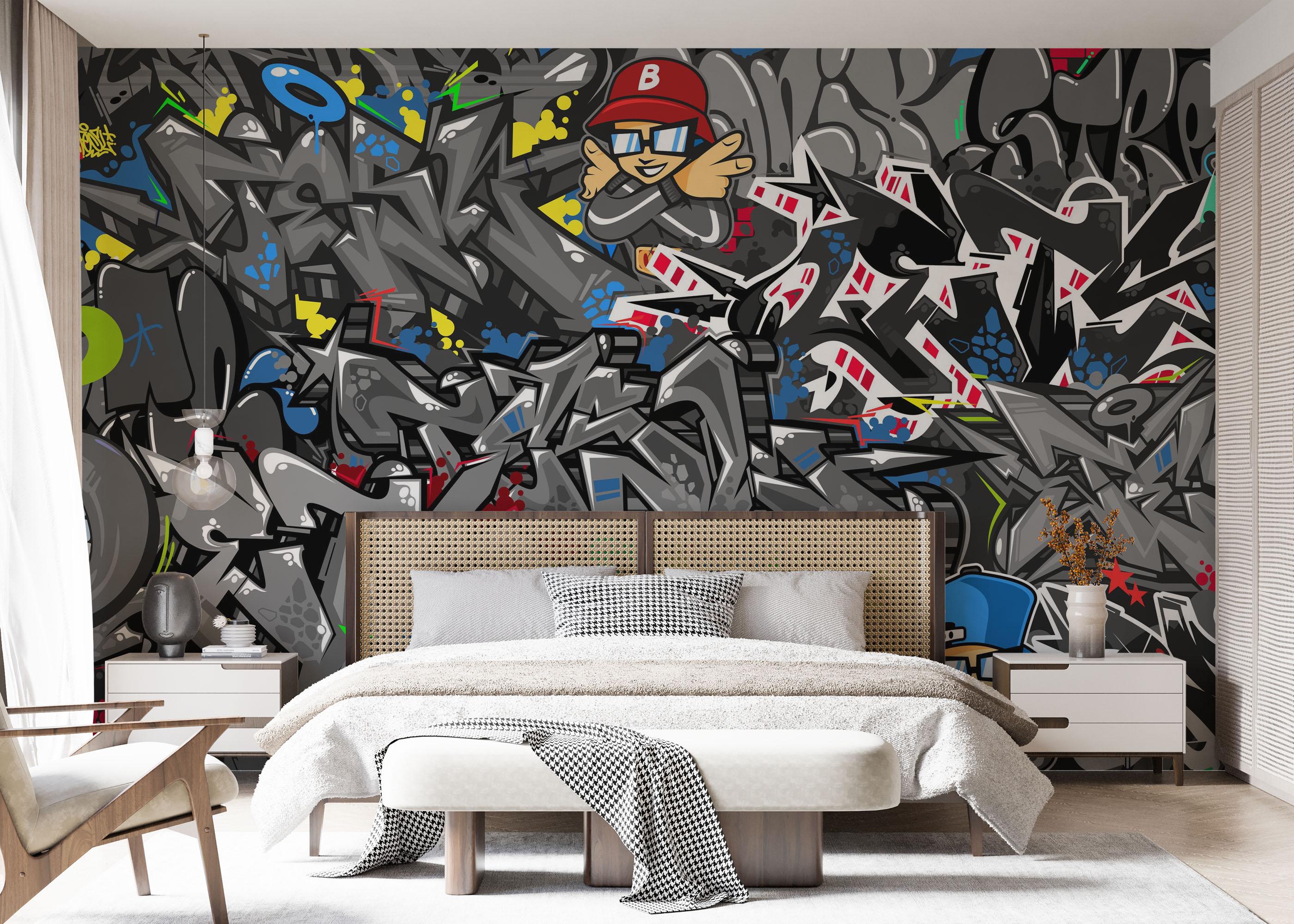 Fototapeta Grey Graffiti Skull mockup 7