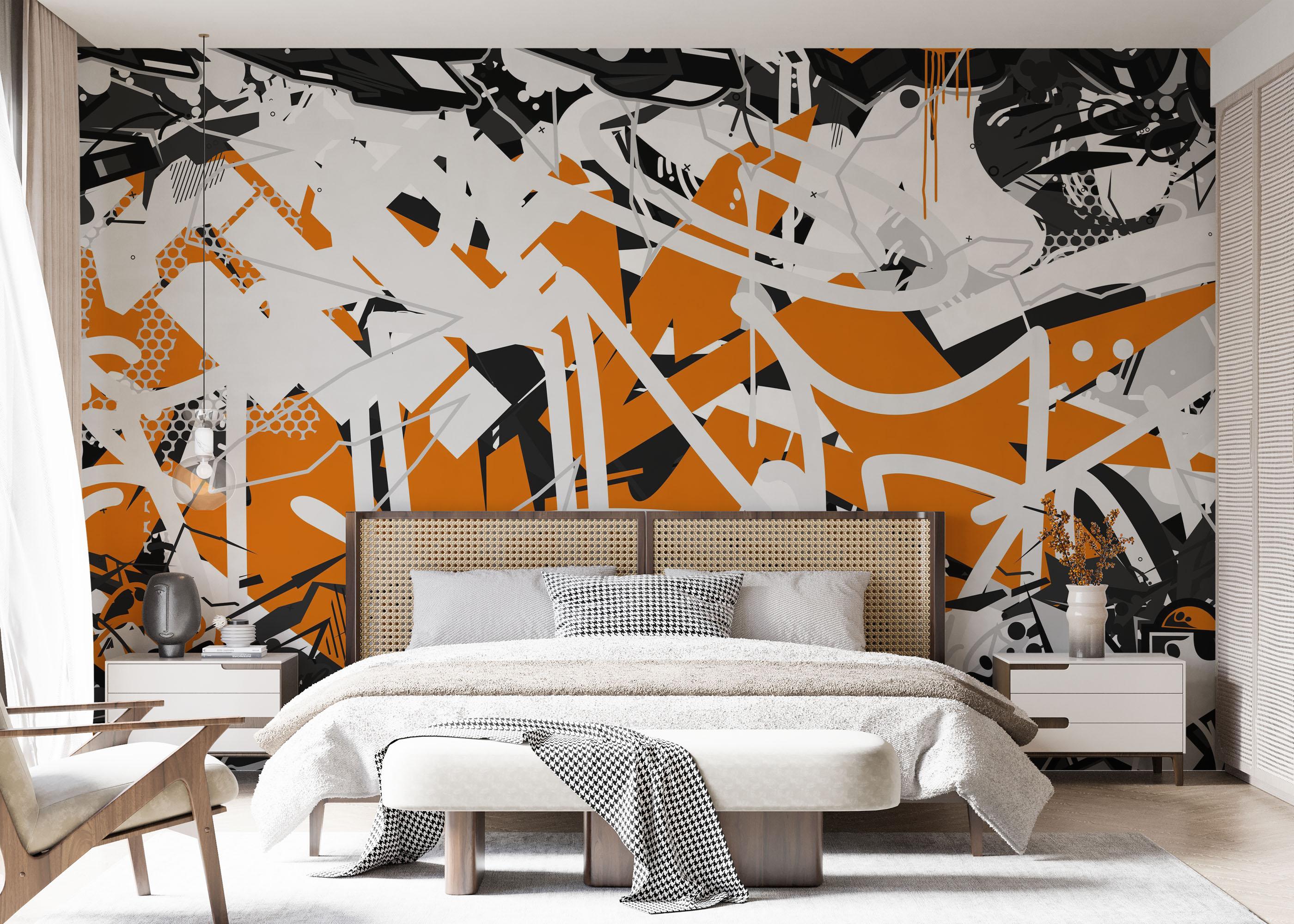 Fototapeta Orange Grey Graffiti mockup 7