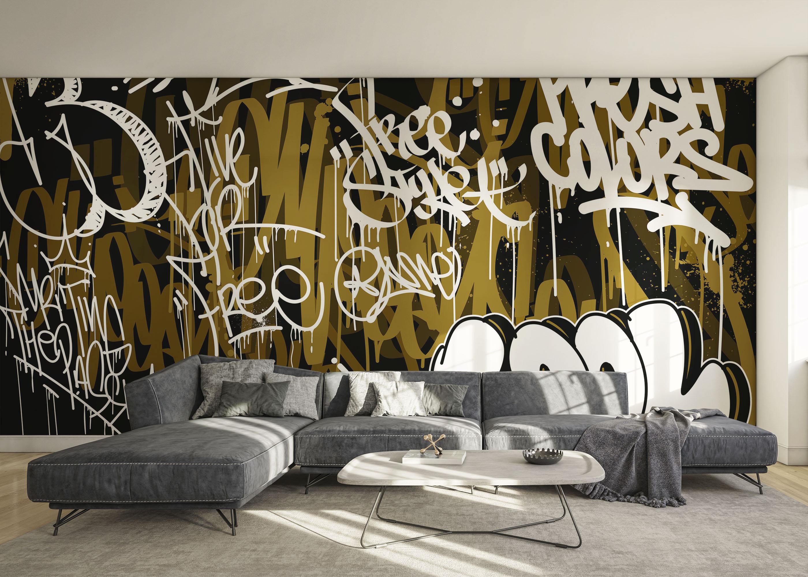 Fototapeta Brown White Graffiti mockup 0