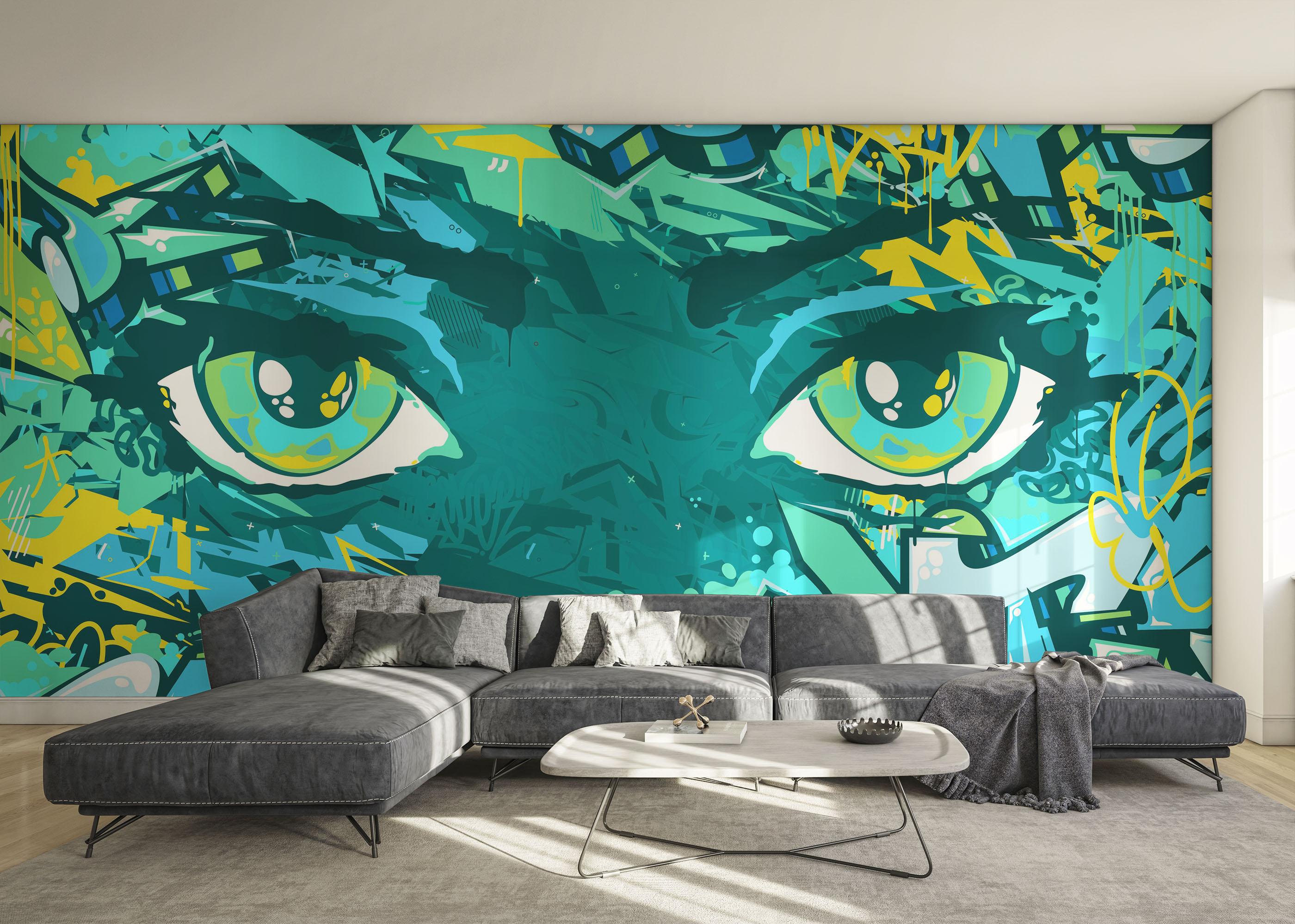 Fototapeta Graffiti Green Eyes mockup 0