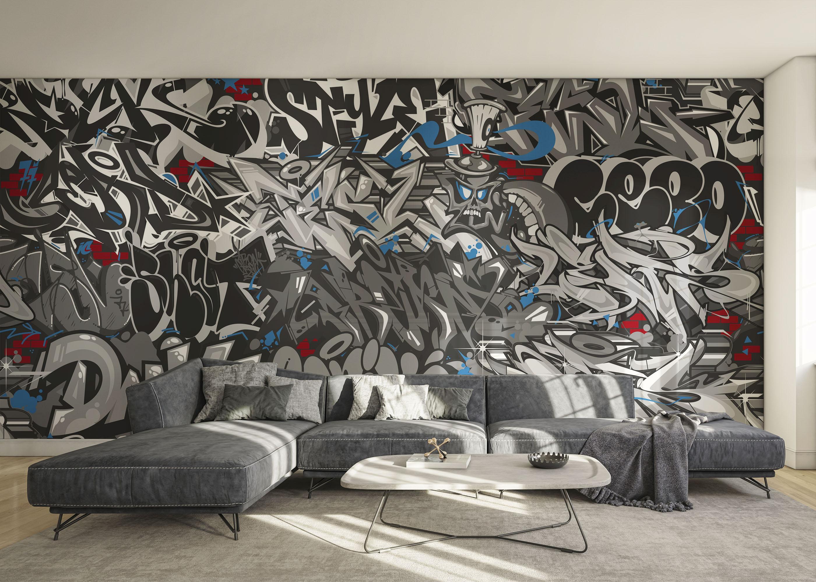 Fototapeta Grey Black Graffiti mockup 0