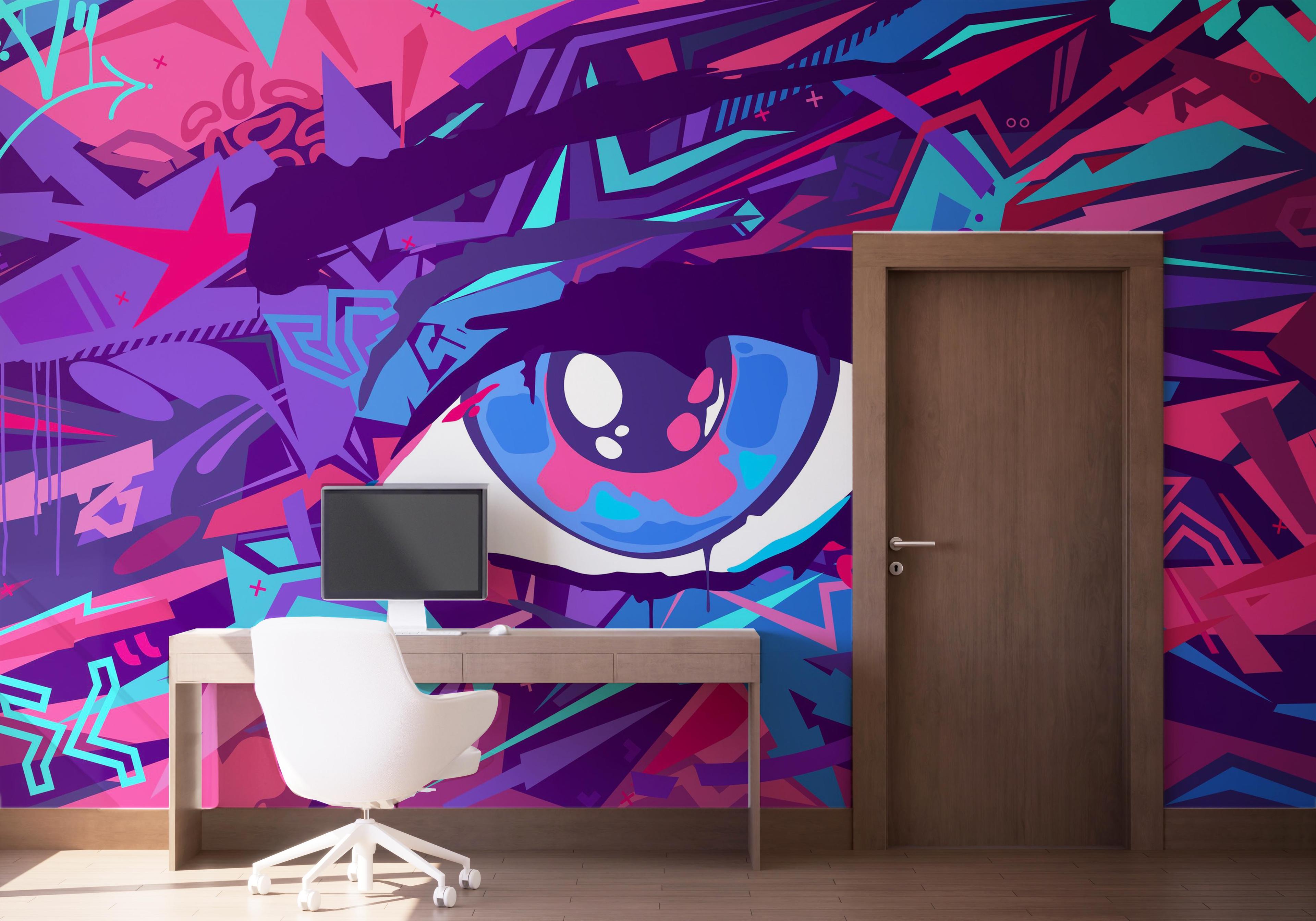 Fototapeta Blue Eyes Graffiti mockup 1