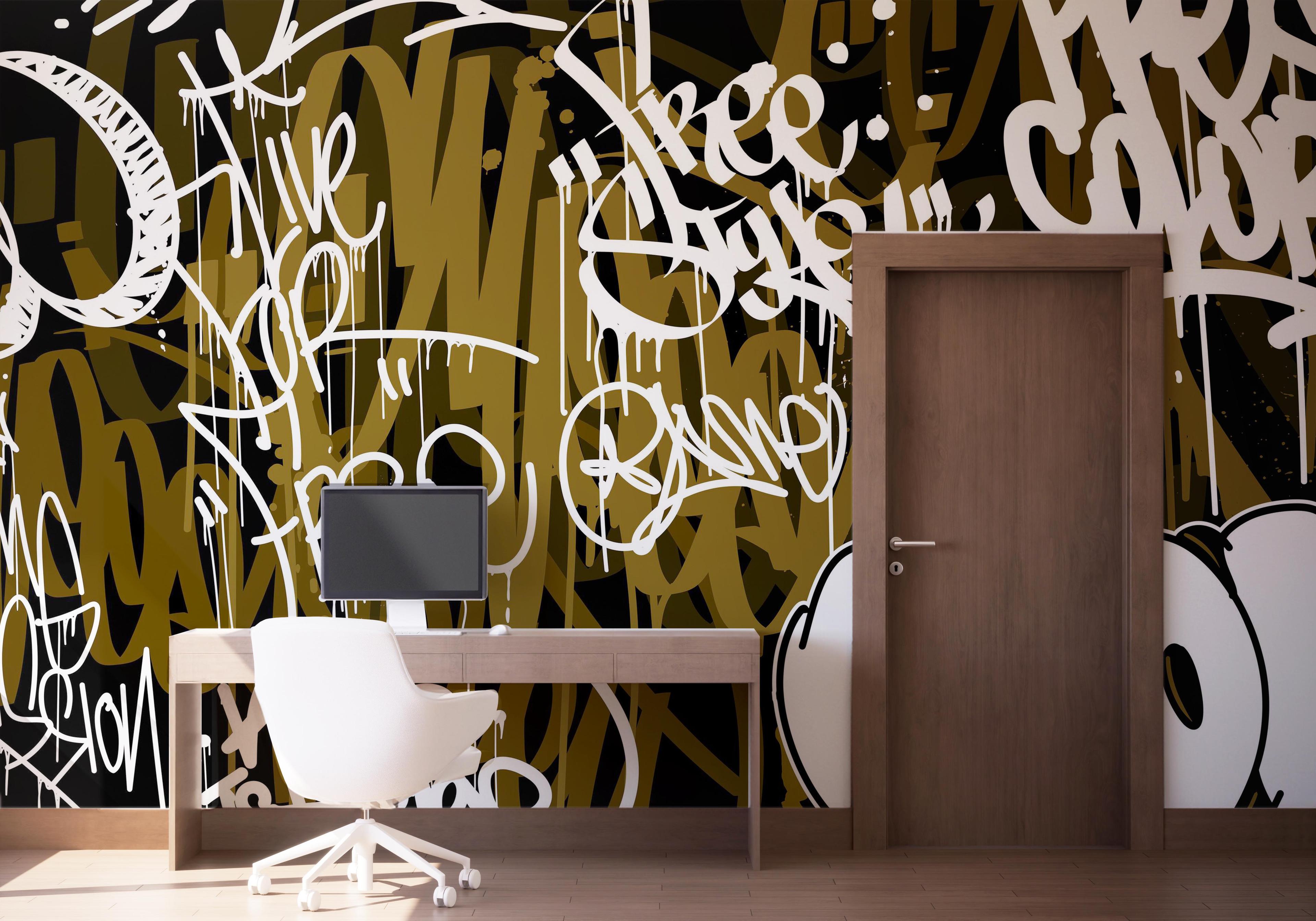 Fototapeta Brown White Graffiti mockup 1