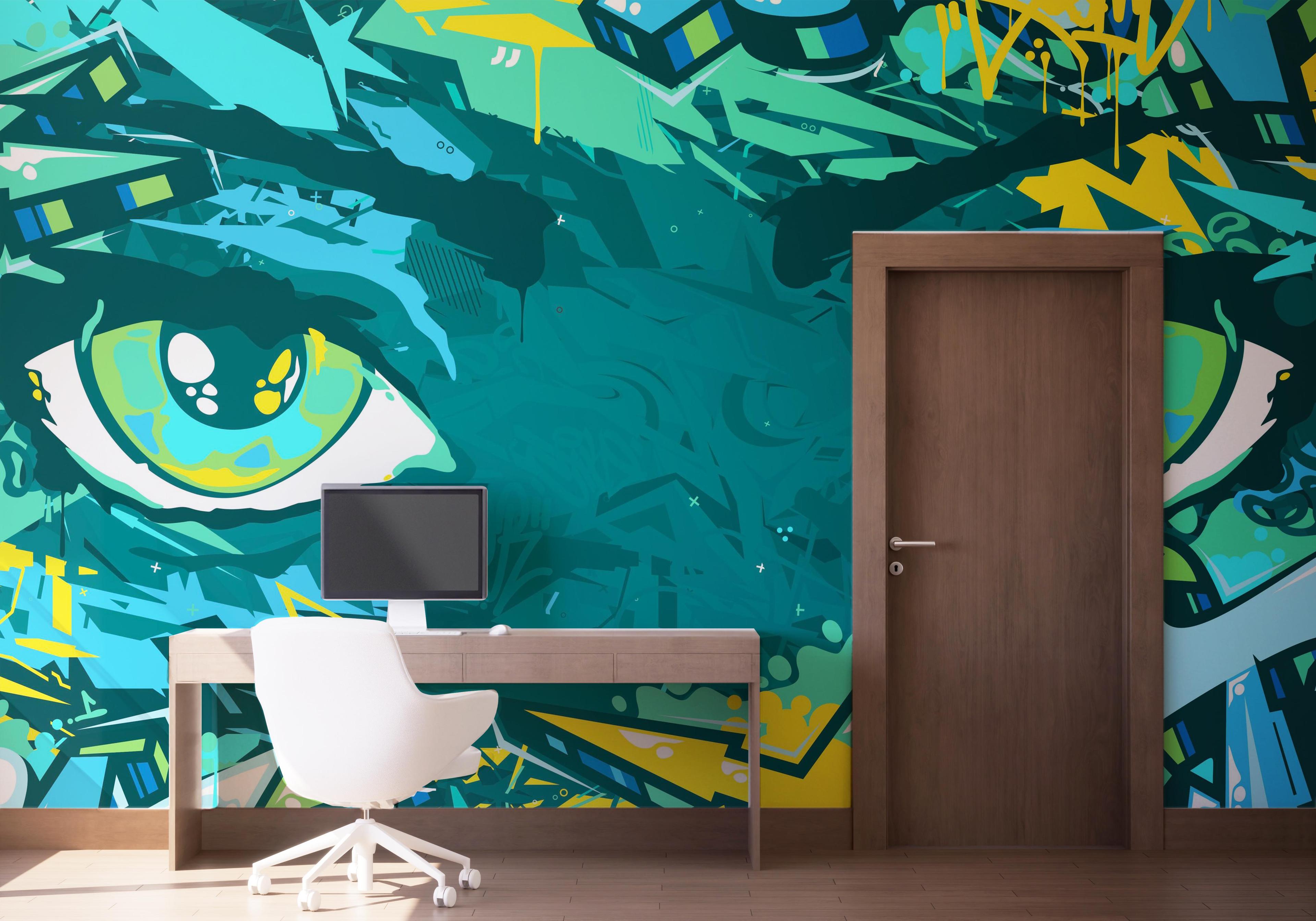 Fototapeta Graffiti Green Eyes mockup 1