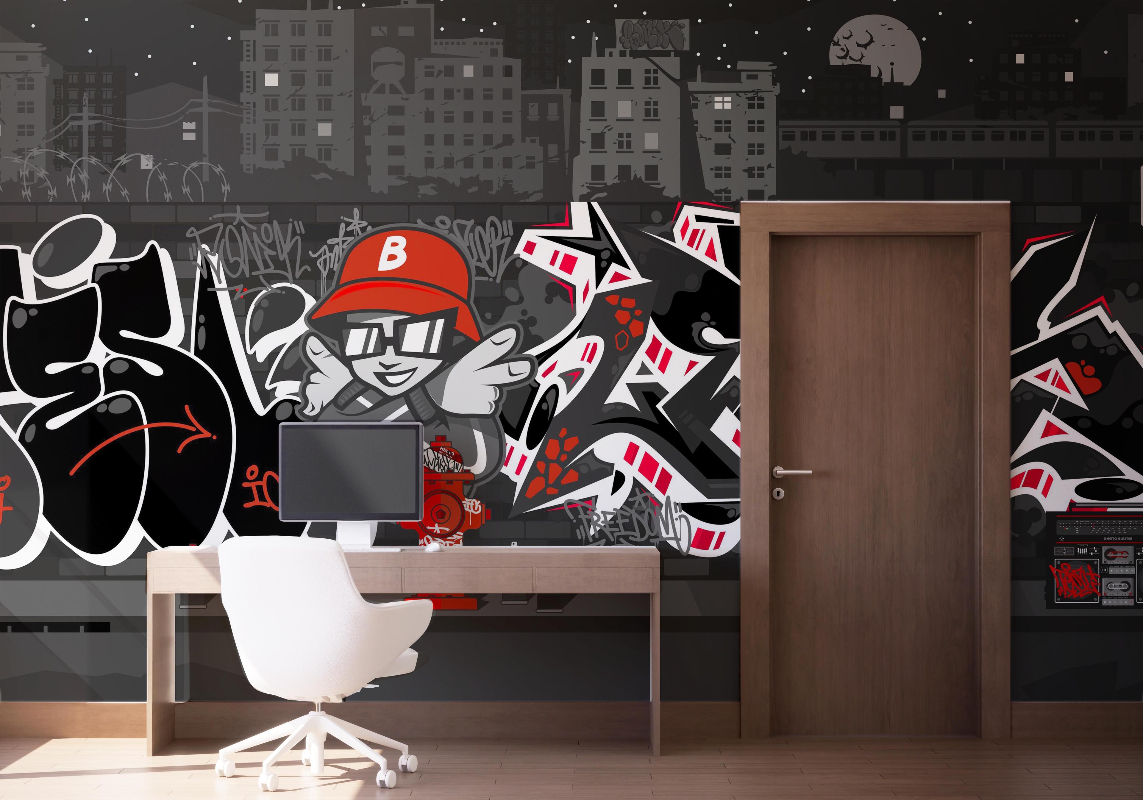 Fototapeta Graffiti Grey Wall mockup 1