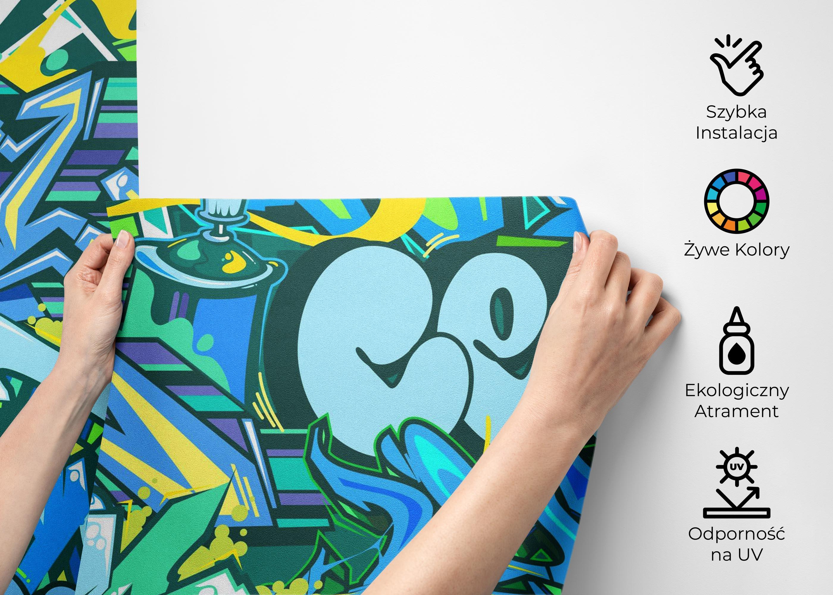 Fototapeta Blue Green Graffiti mockup 2
