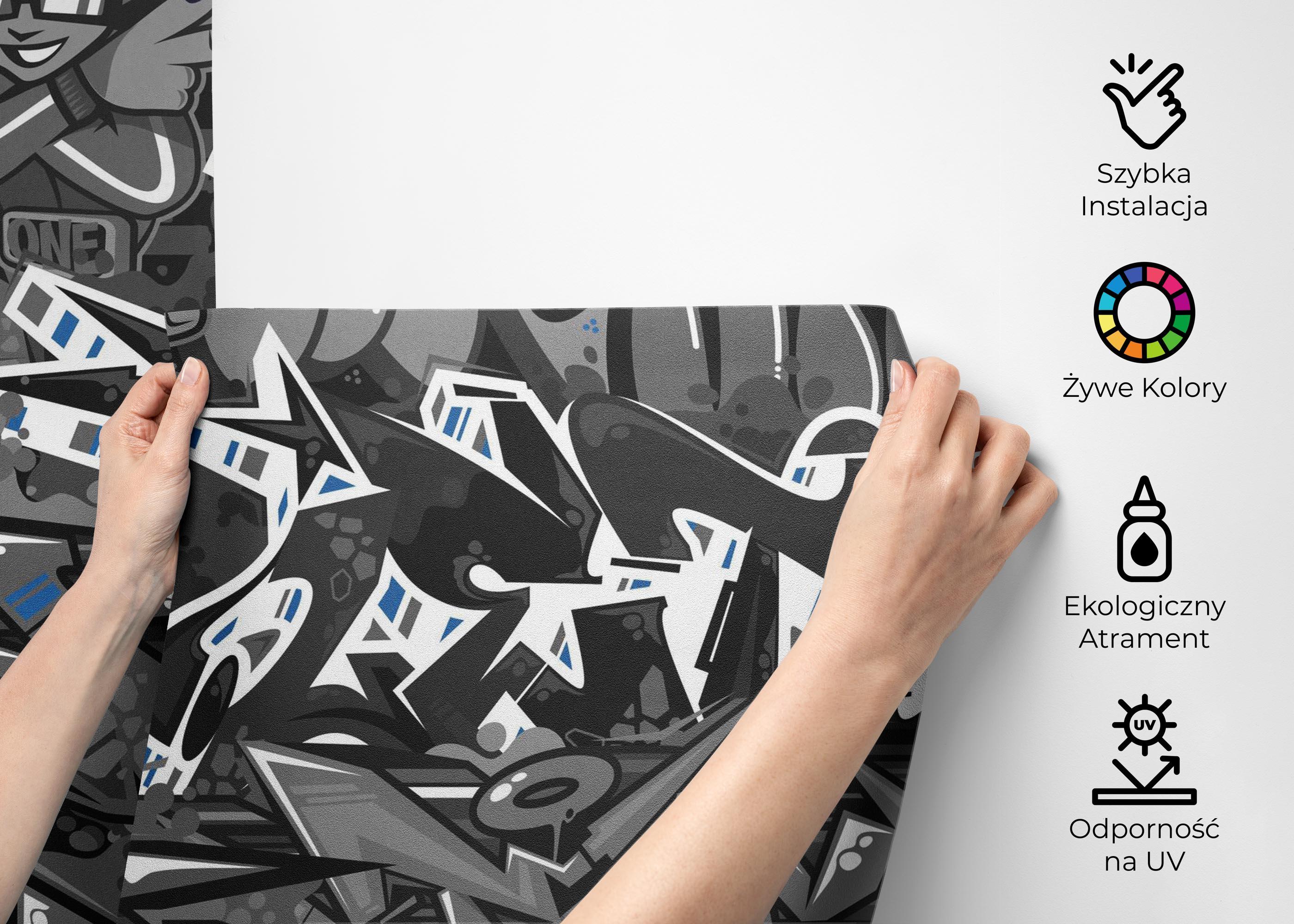 Fototapeta Graffiti Grey Blue mockup 2