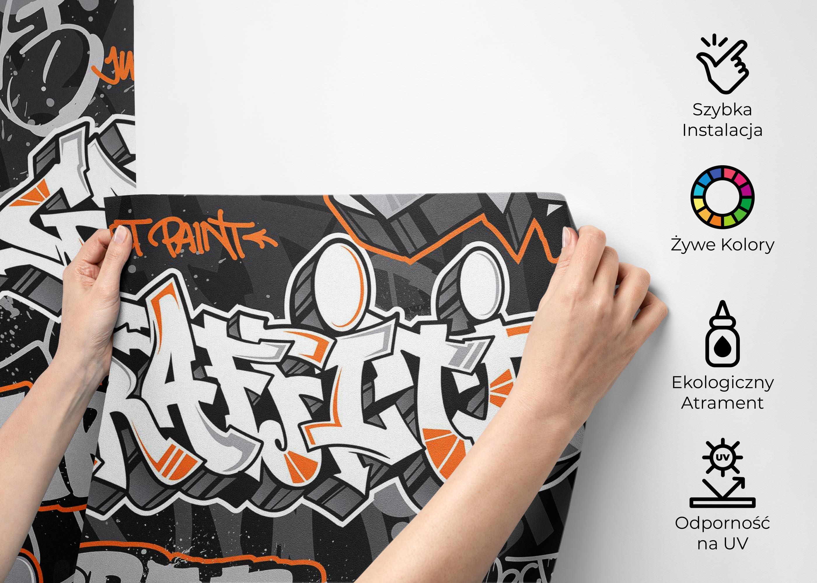 Fototapeta Graffiti Orange Grey mockup 2