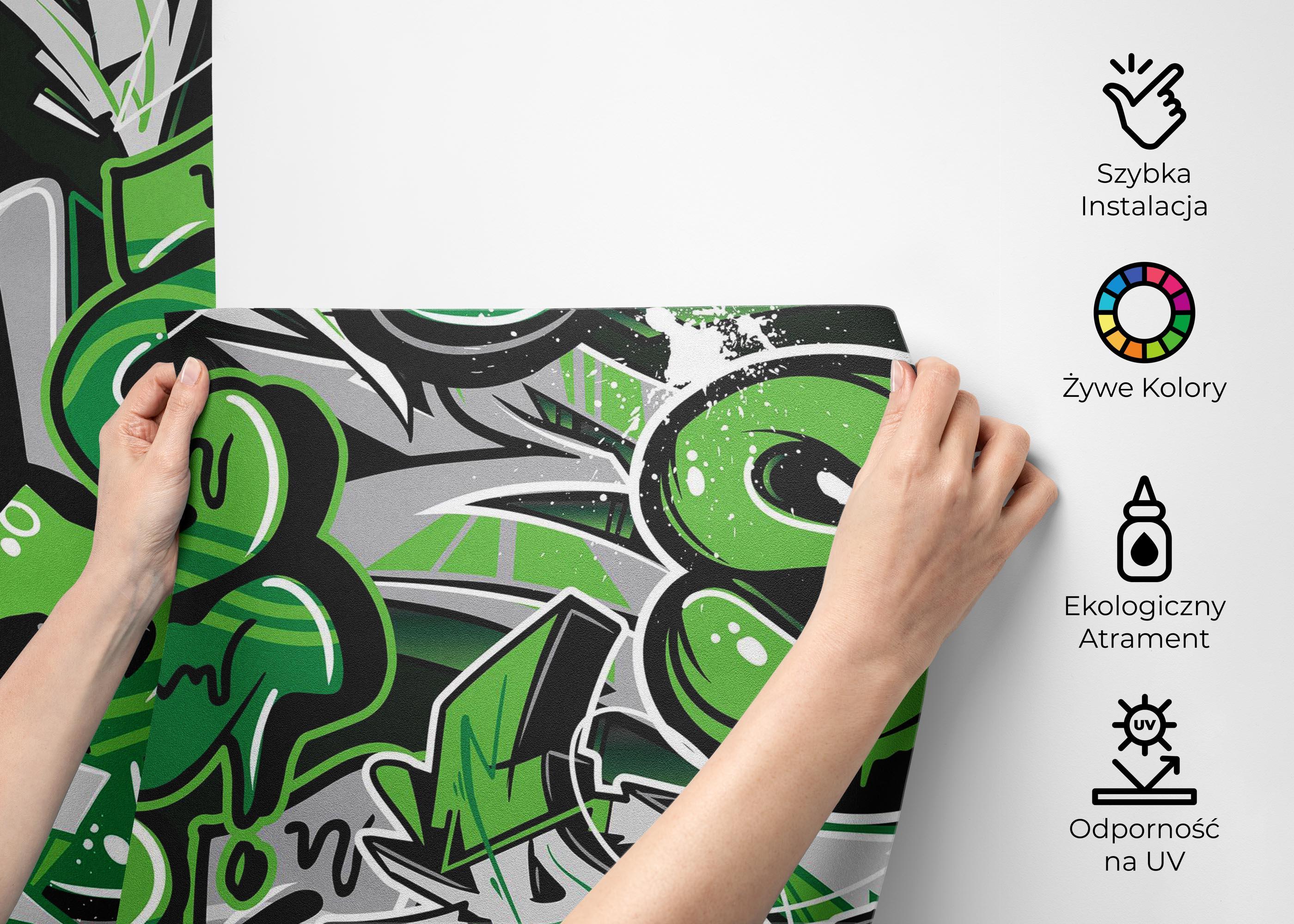 Fototapeta Green Letters Graffiti mockup 2