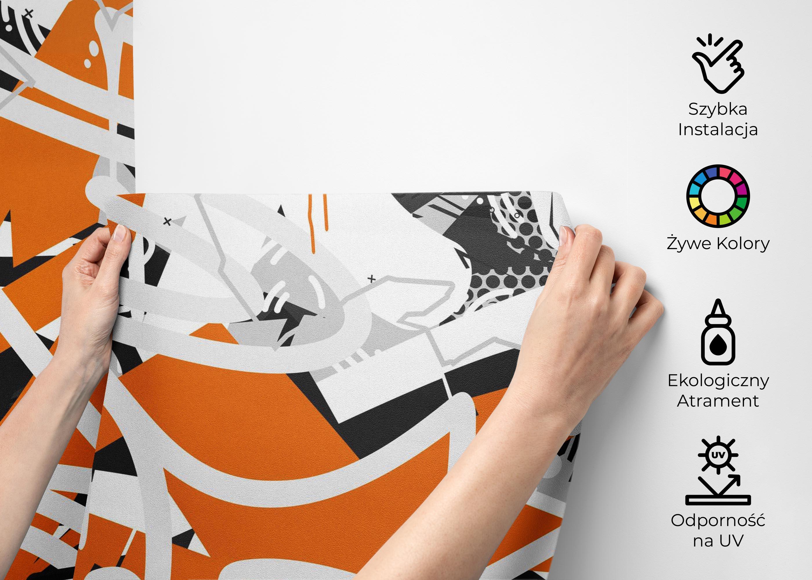 Fototapeta Orange Grey Graffiti mockup 2