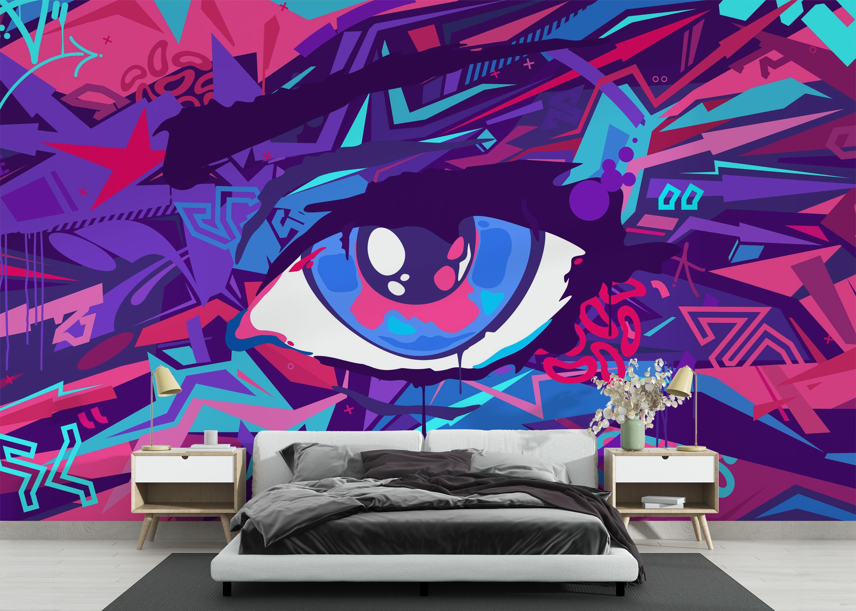 Fototapeta Blue Eyes Graffiti mockup 3