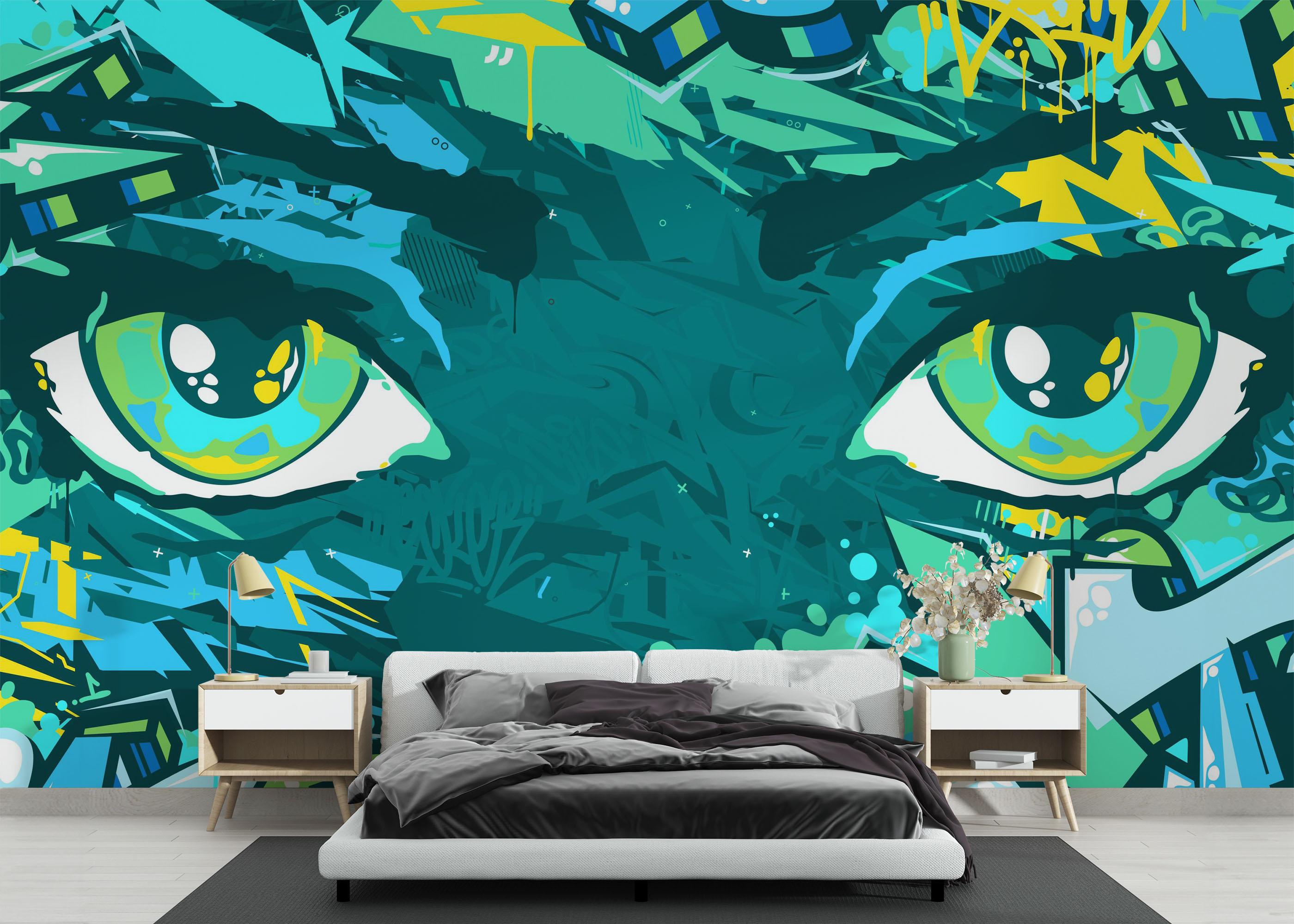 Fototapeta Graffiti Green Eyes mockup 3