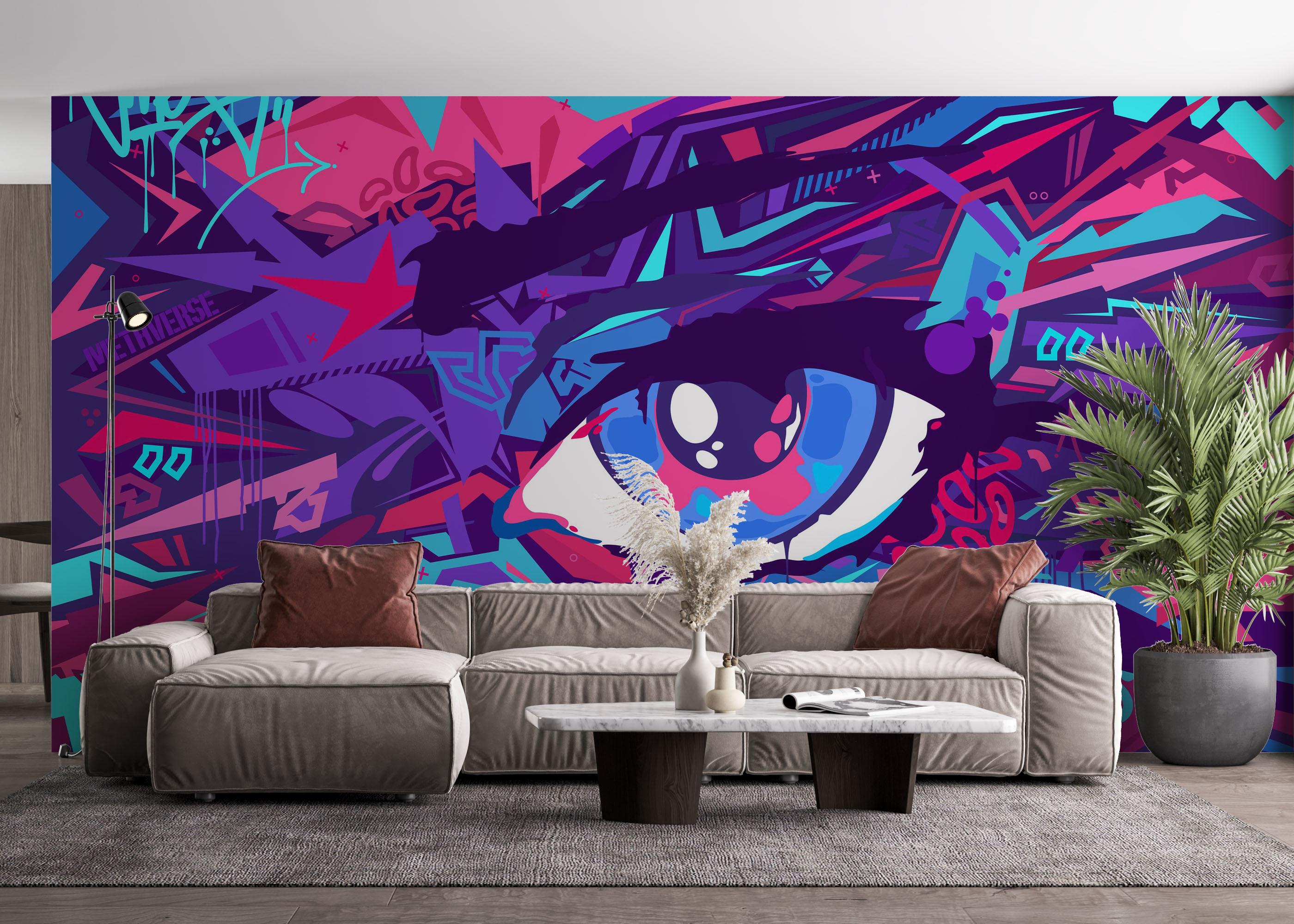 Fototapeta Blue Eyes Graffiti mockup 4
