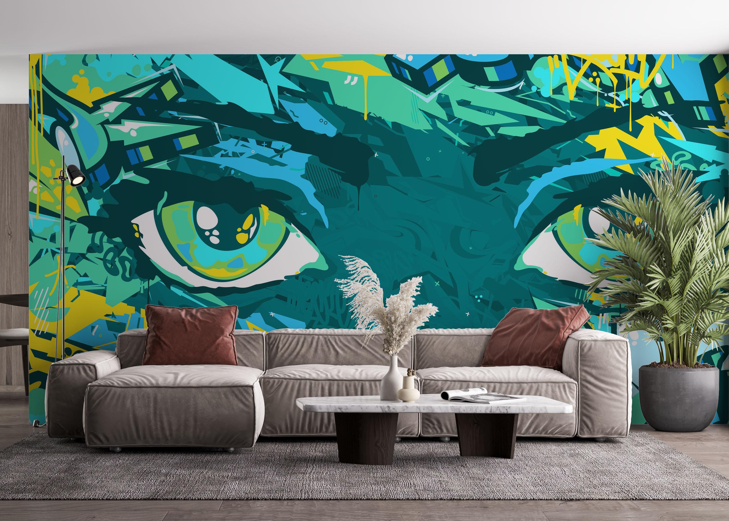 Fototapeta Graffiti Green Eyes mockup 4
