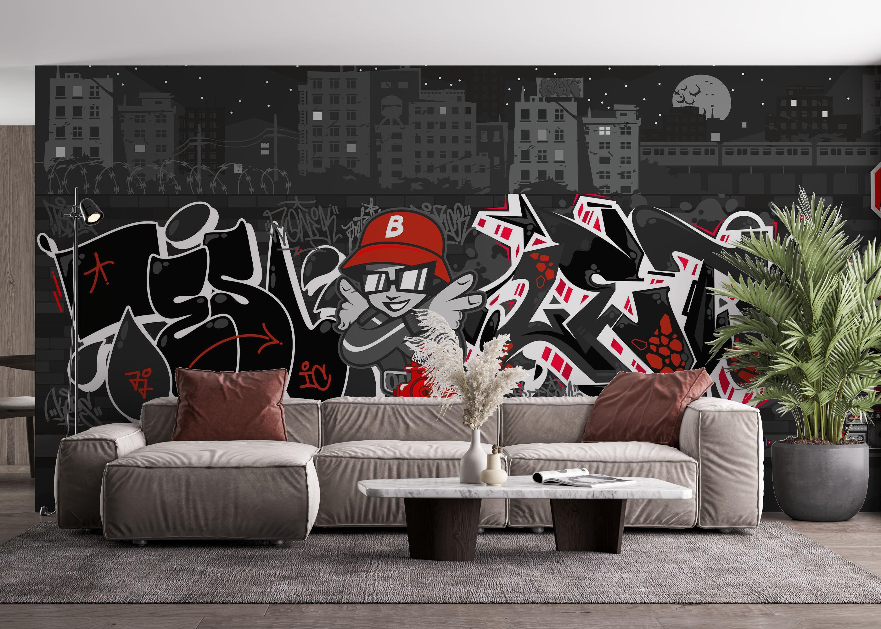 Fototapeta Graffiti Grey Wall mockup 4