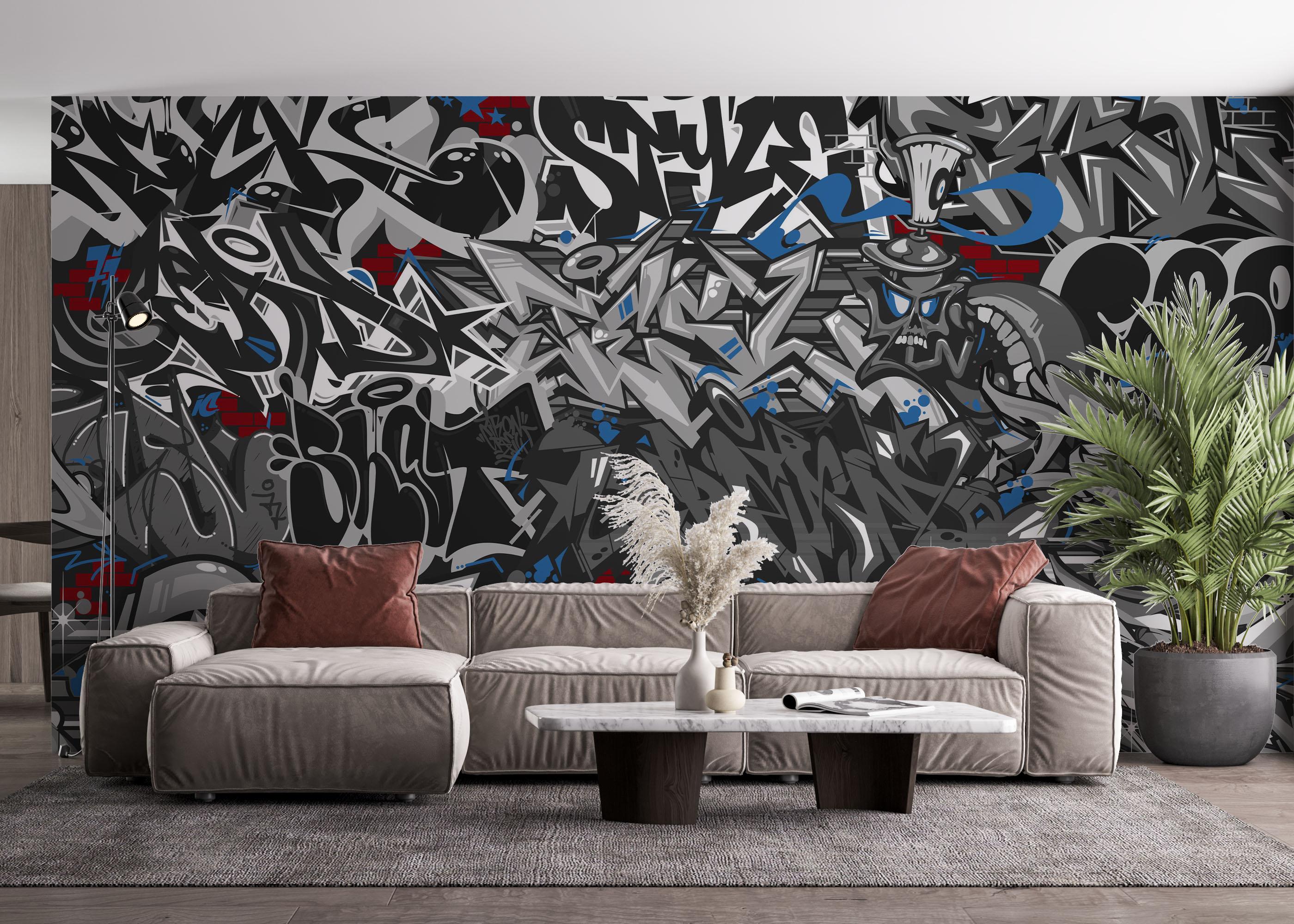 Fototapeta Grey Black Graffiti mockup 4