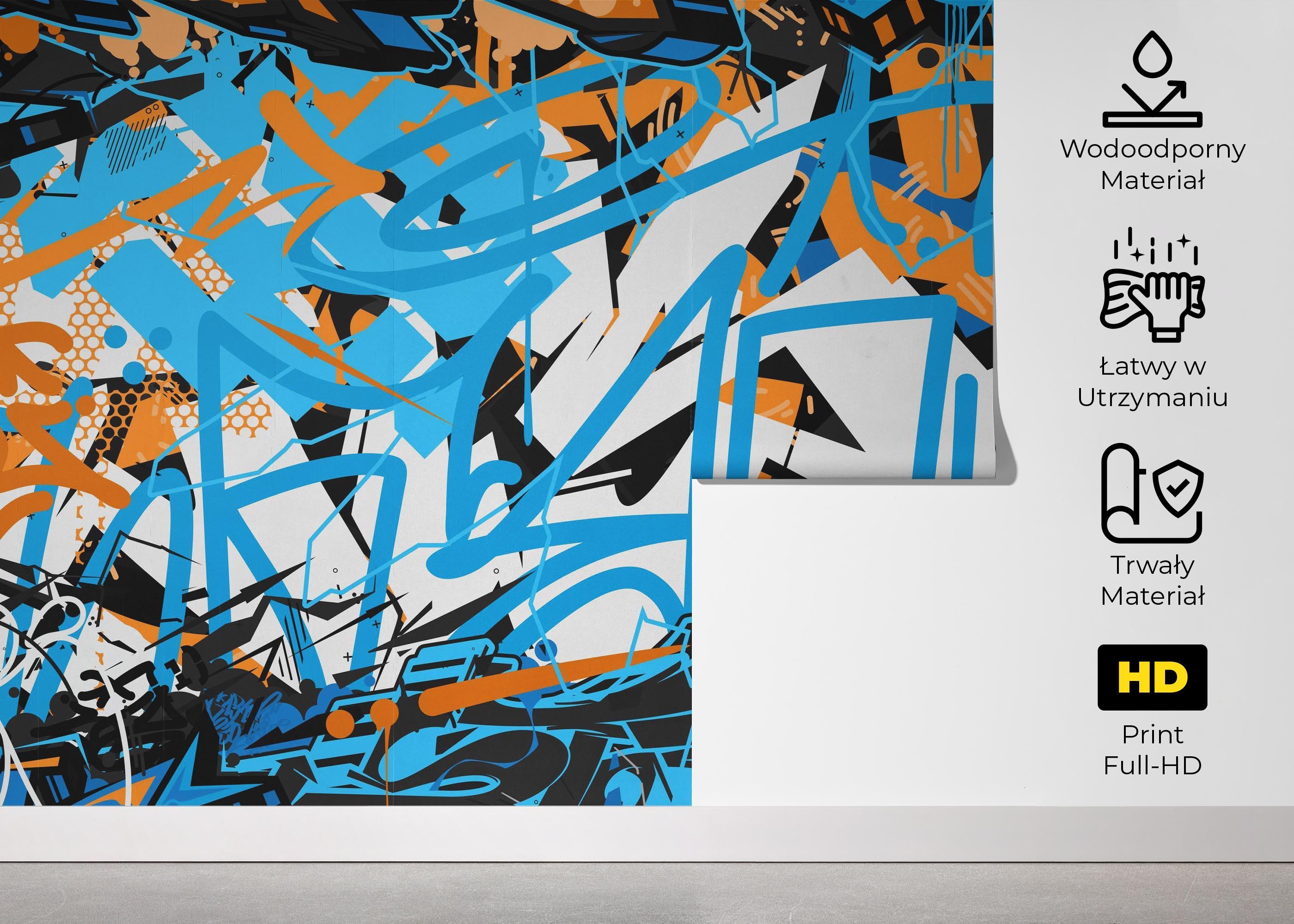 Fototapeta Blue Graffiti Tag mockup 5