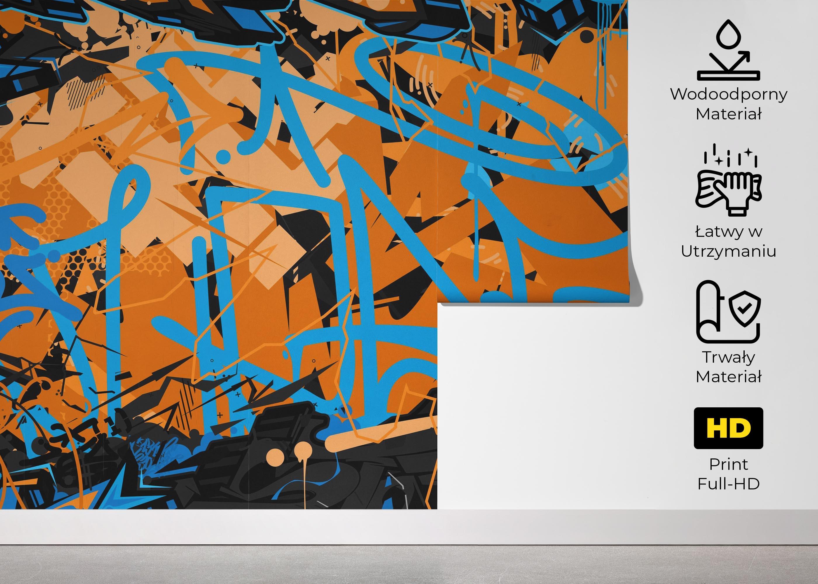 Fototapeta Blue Tag Graffiti mockup 5