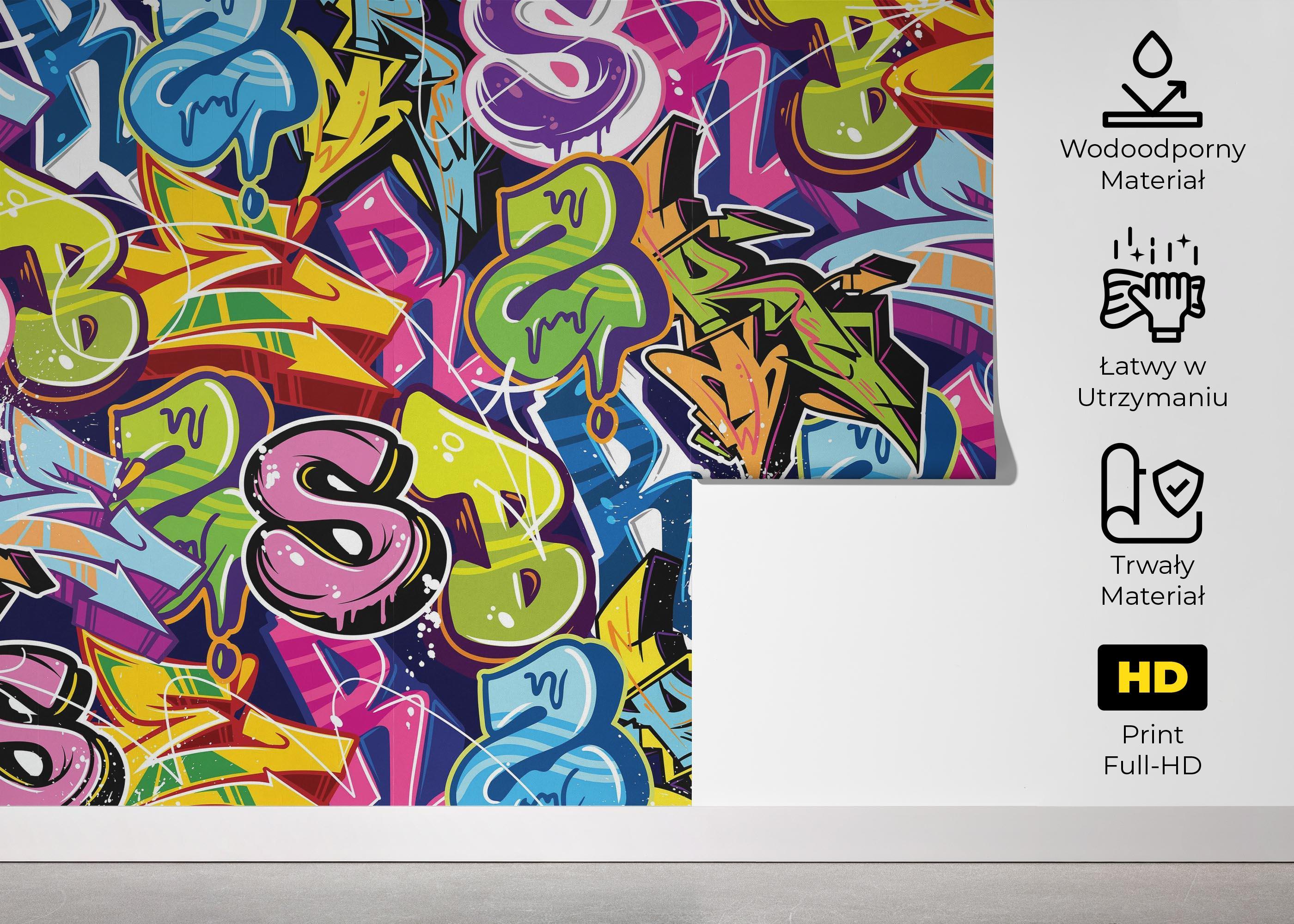 Fototapeta Colorful Lettter Graffiti mockup 5