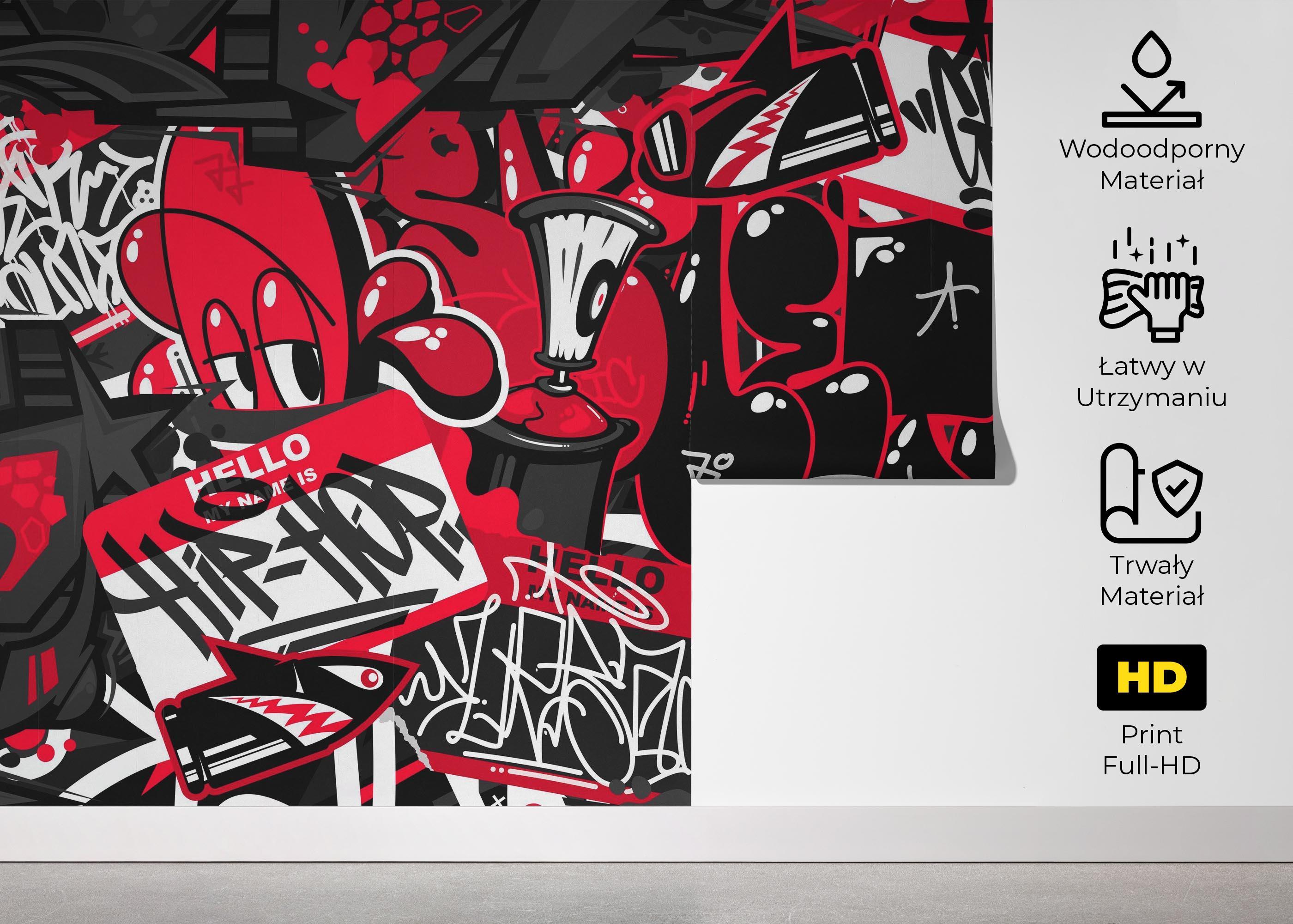 Fototapeta Graffiti Black Red mockup 5