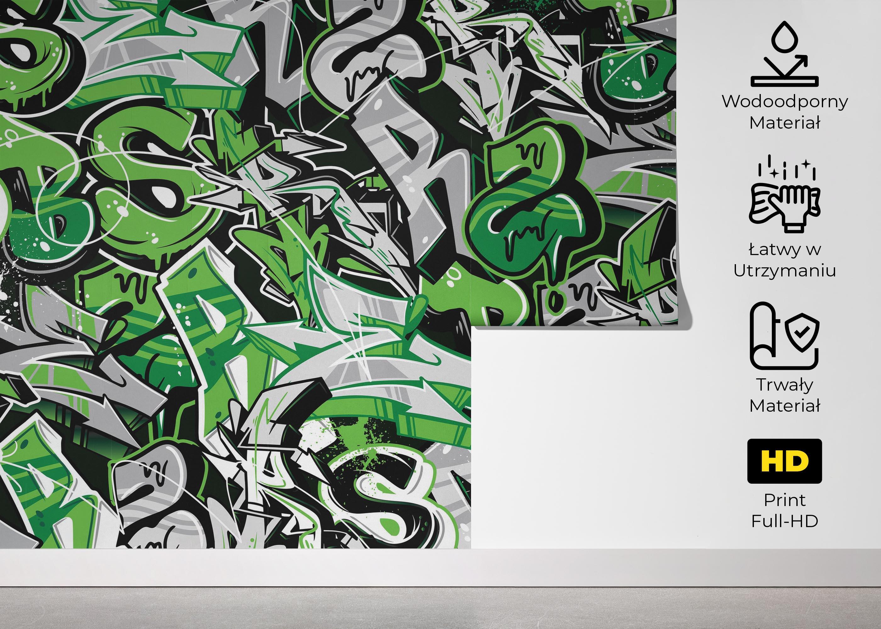 Fototapeta Green Letters Graffiti mockup 5